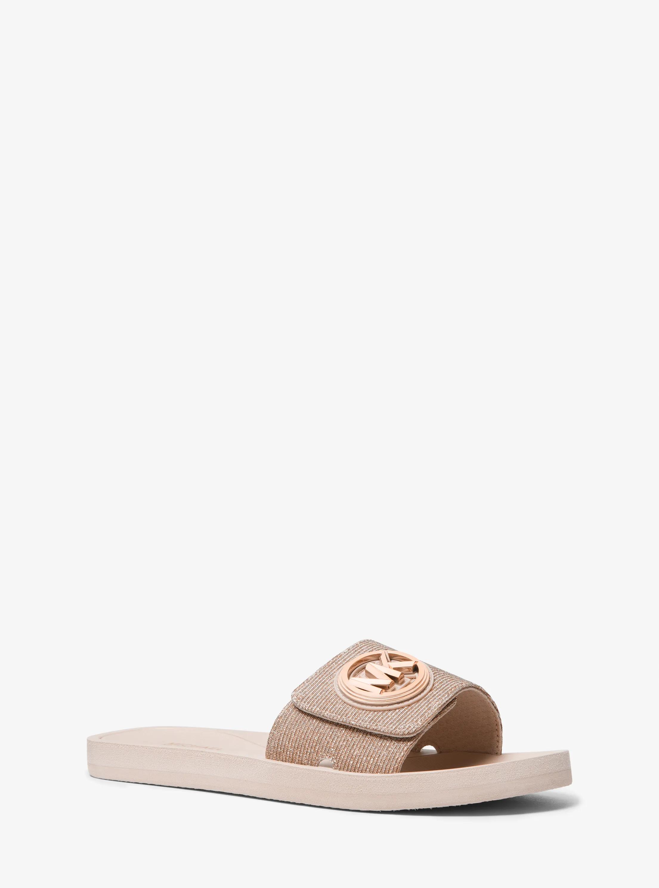 Glitter Chain-Mesh Slide Sandal in ROSE GOLD | Michael Kors
