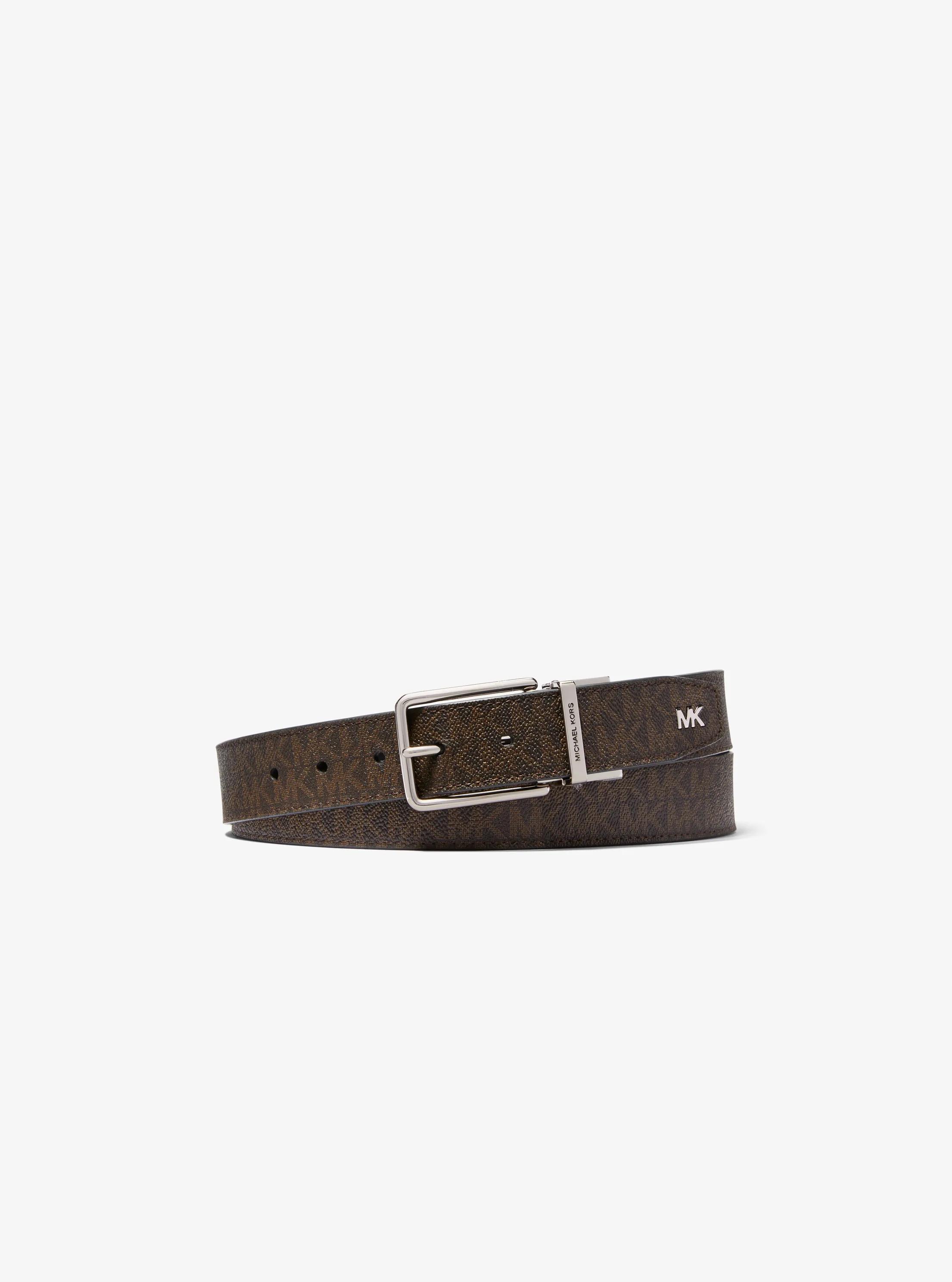 Reversible Logo and Leather Belt in BROWN/BLACK | Michael Kors