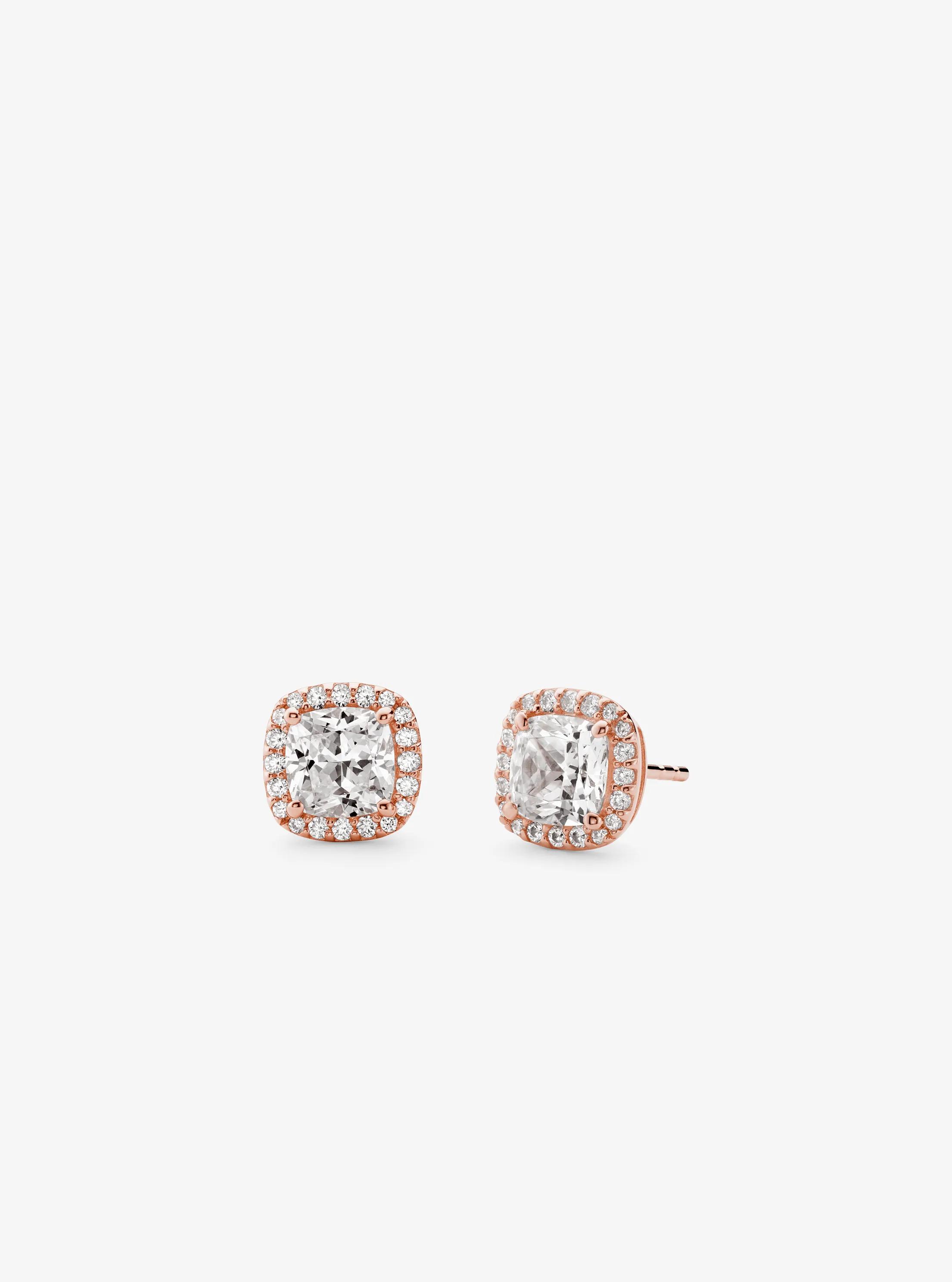 Precious Metal-Plated Sterling Silver Pav&eacute; Stud Earrings in ROSE GOLD | Michael Kors