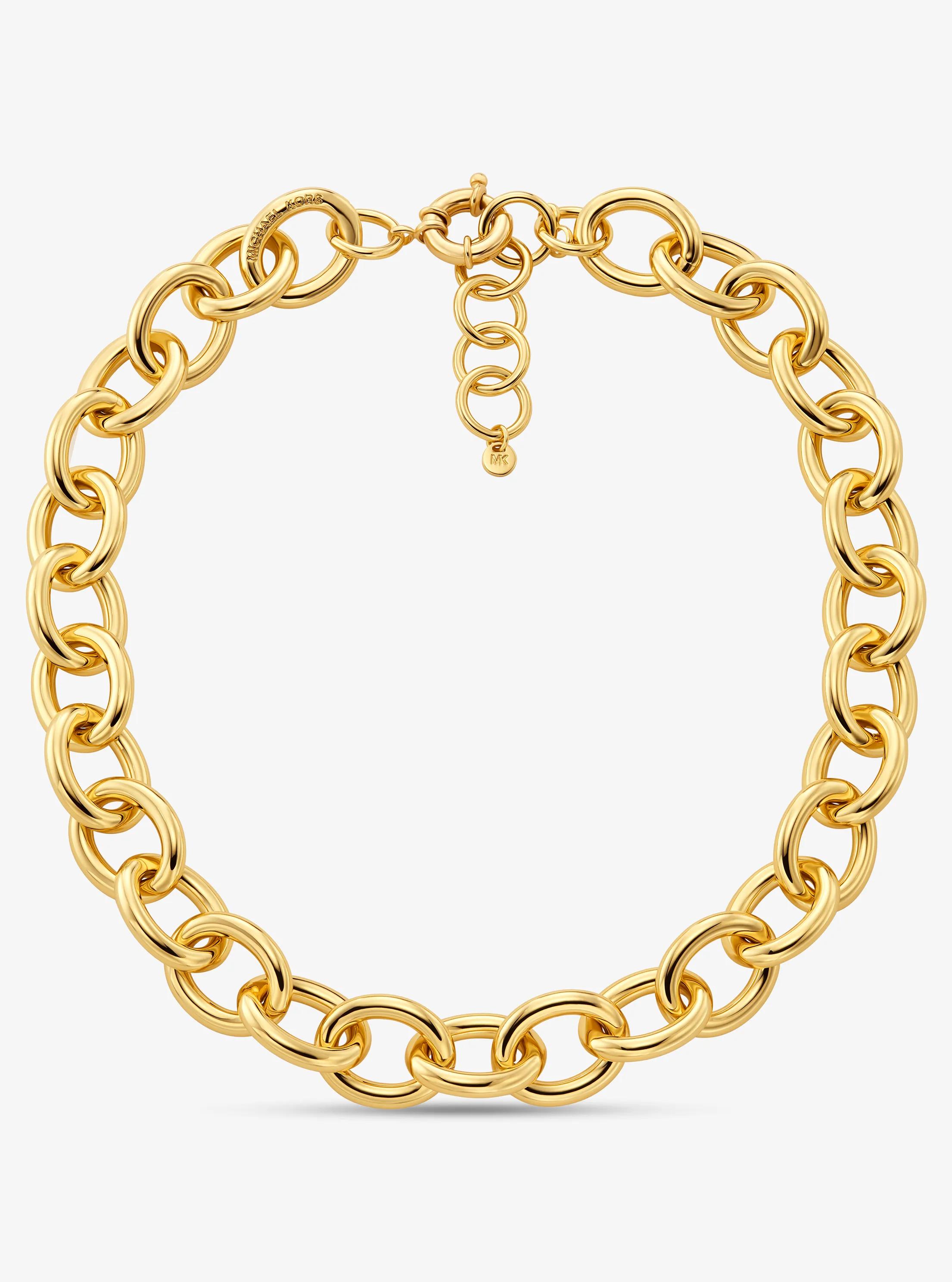 Grand collier &agrave; maillons en laiton &agrave; placage en m&eacute;tal pr&eacute;cieux in OR | Michael Kors