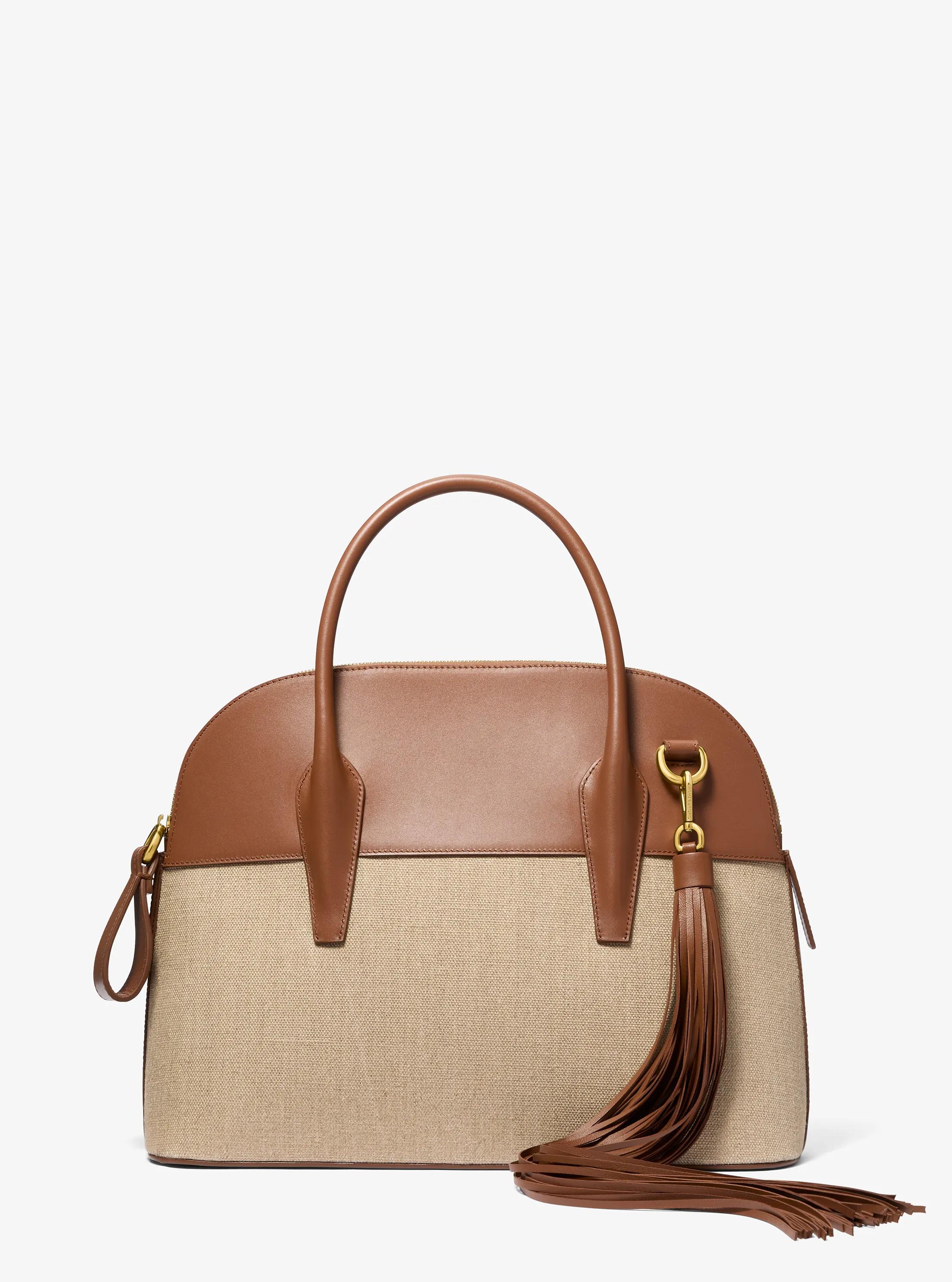 Kaitlin Large Linen and Leather Satchel in BRANCH/HEMP | Michael Kors