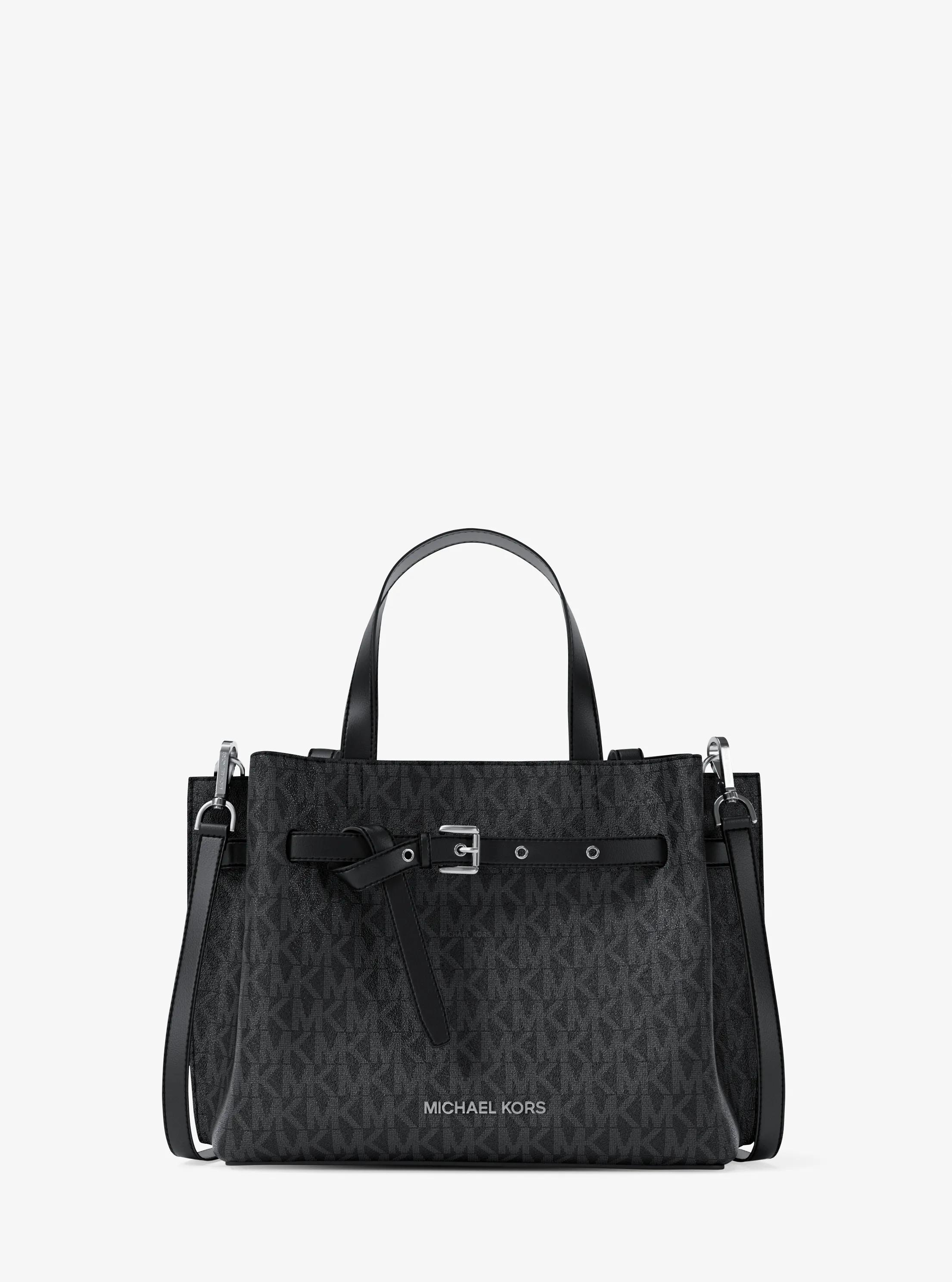Emilia Small Signature Logo Satchel in BLACK | Michael Kors