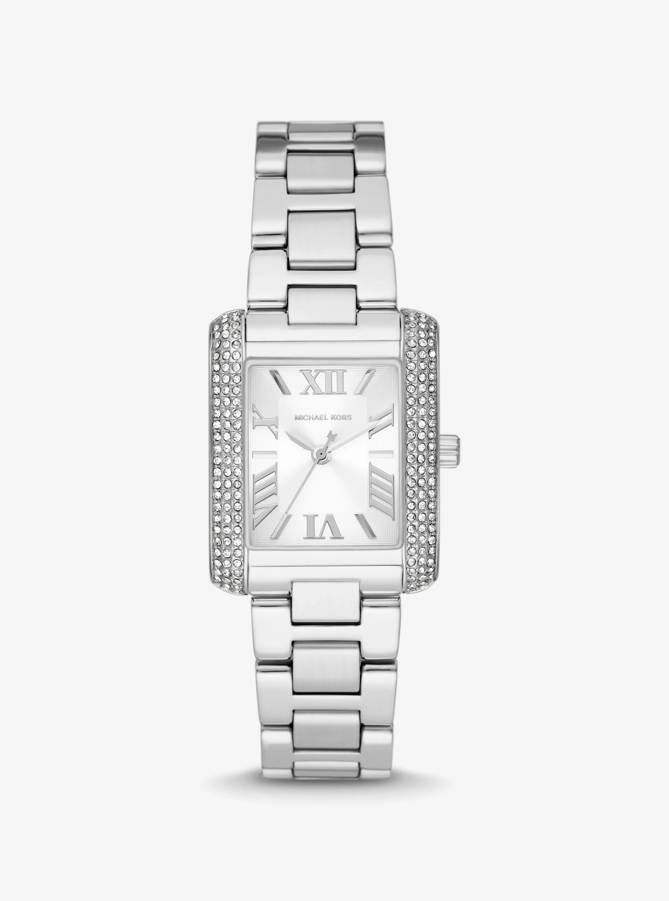 Mini Emery Pav&eacute; Silver-Tone Watch in SILVER | Michael Kors