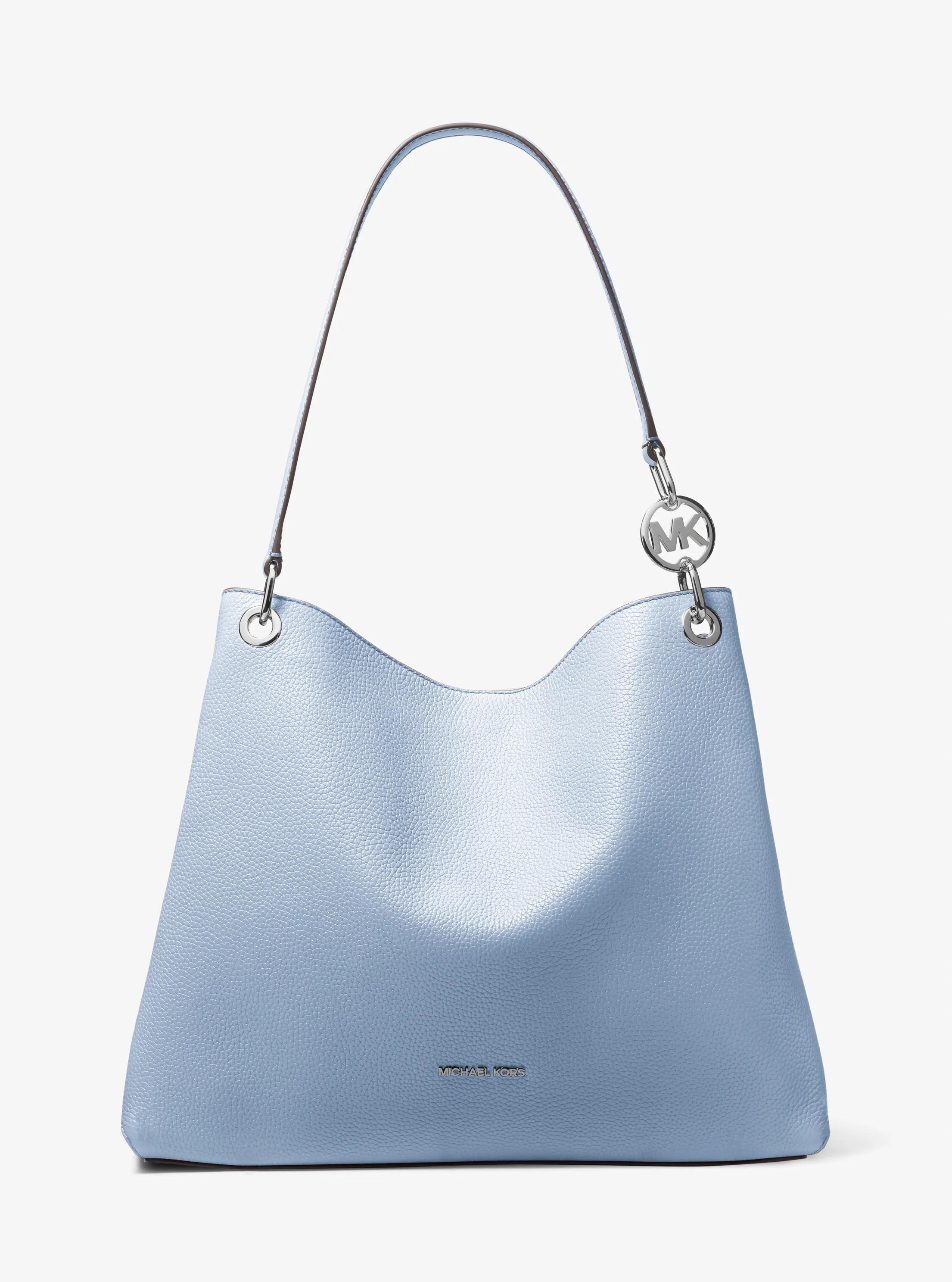 Christina Large Pebbled Leather Shoulder Bag in PALE OCEAN | Michael Kors
