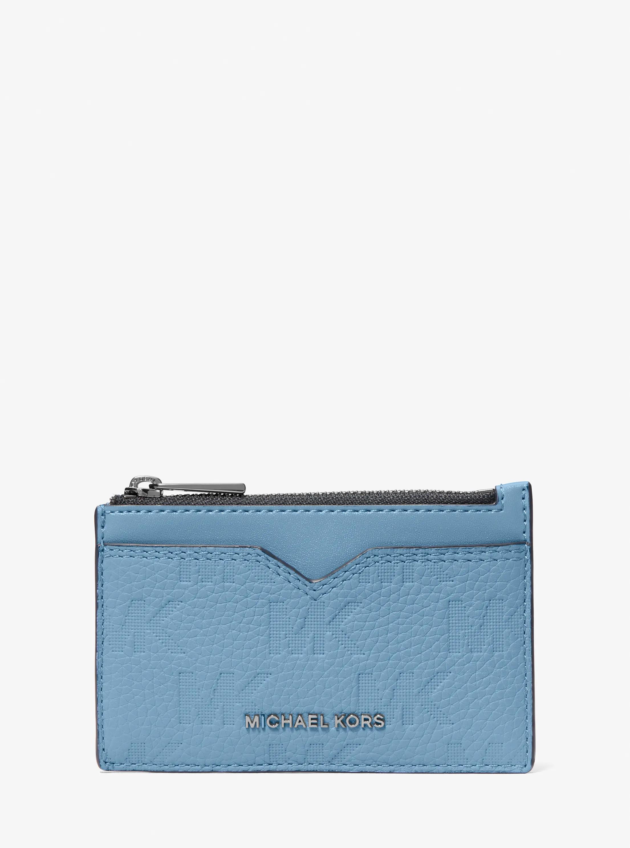 Hudson Logo Embossed Leather Card Case in CHAMBRAY - Sale