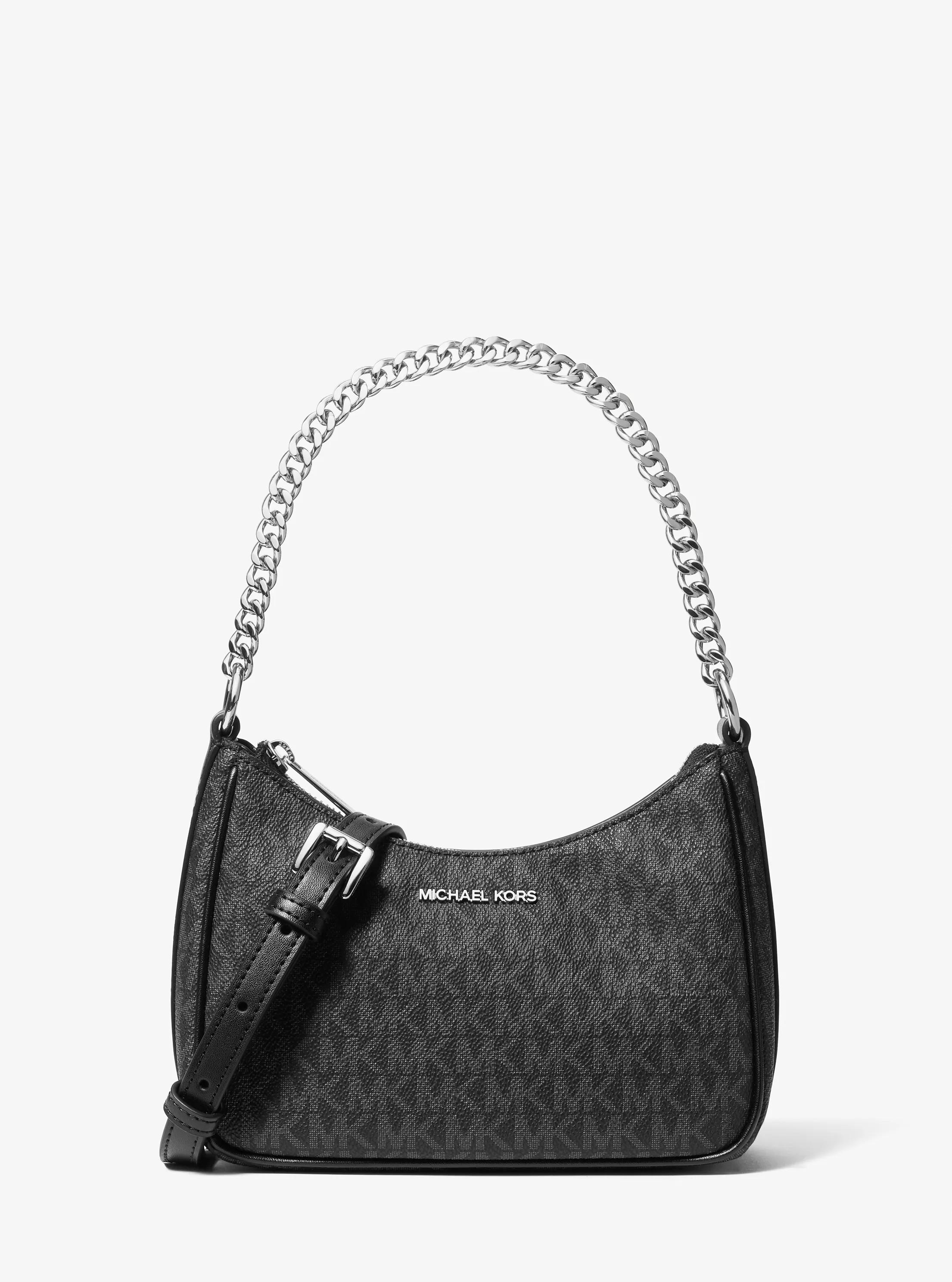 Jet Set Travel Signature Logo Convertible Crossbody Bag in BLACK | Michael Kors