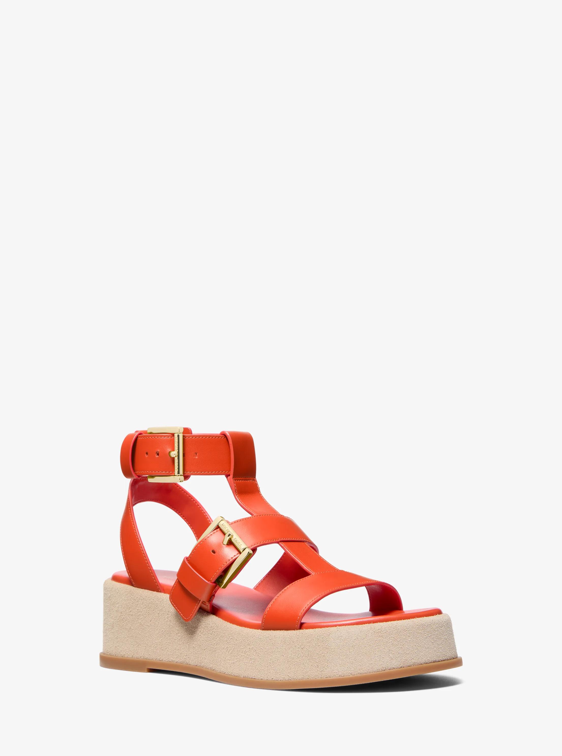 Selah Leather Platform Gladiator Sandal in RED CLAY | Michael Kors
