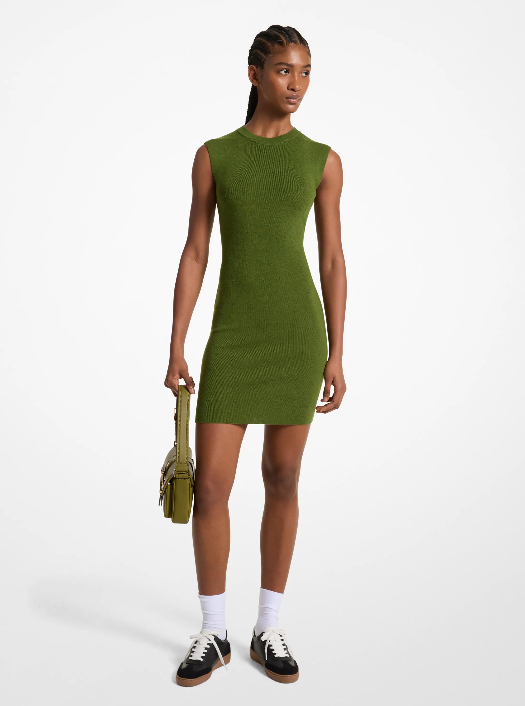Vestido de mezcla de lana merino in VERDE &Aacute;RBOL | Michael Kors