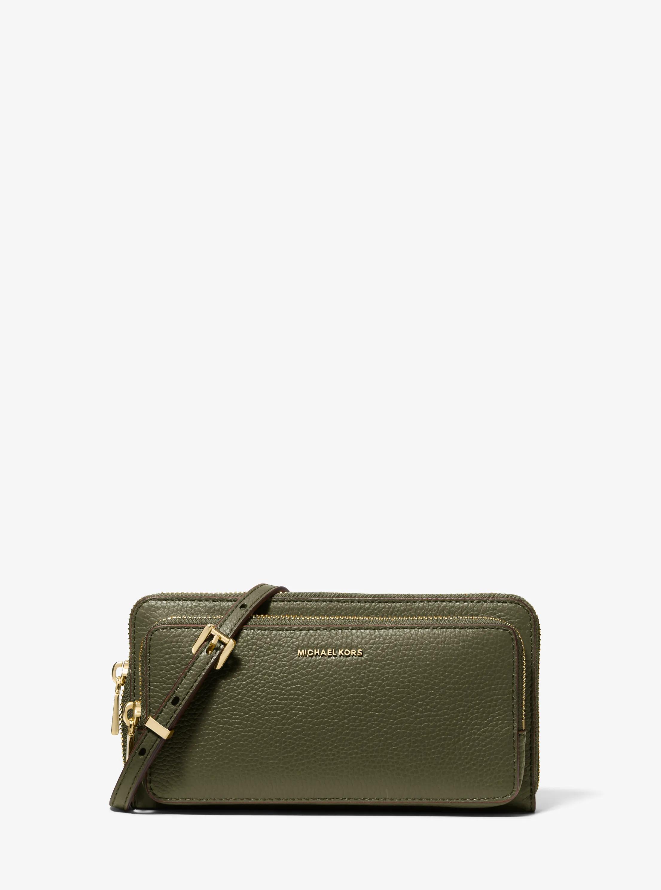 Jet Set Large Pebbled Leather Convertible Crossbody Bag in IVY | Michael Kors