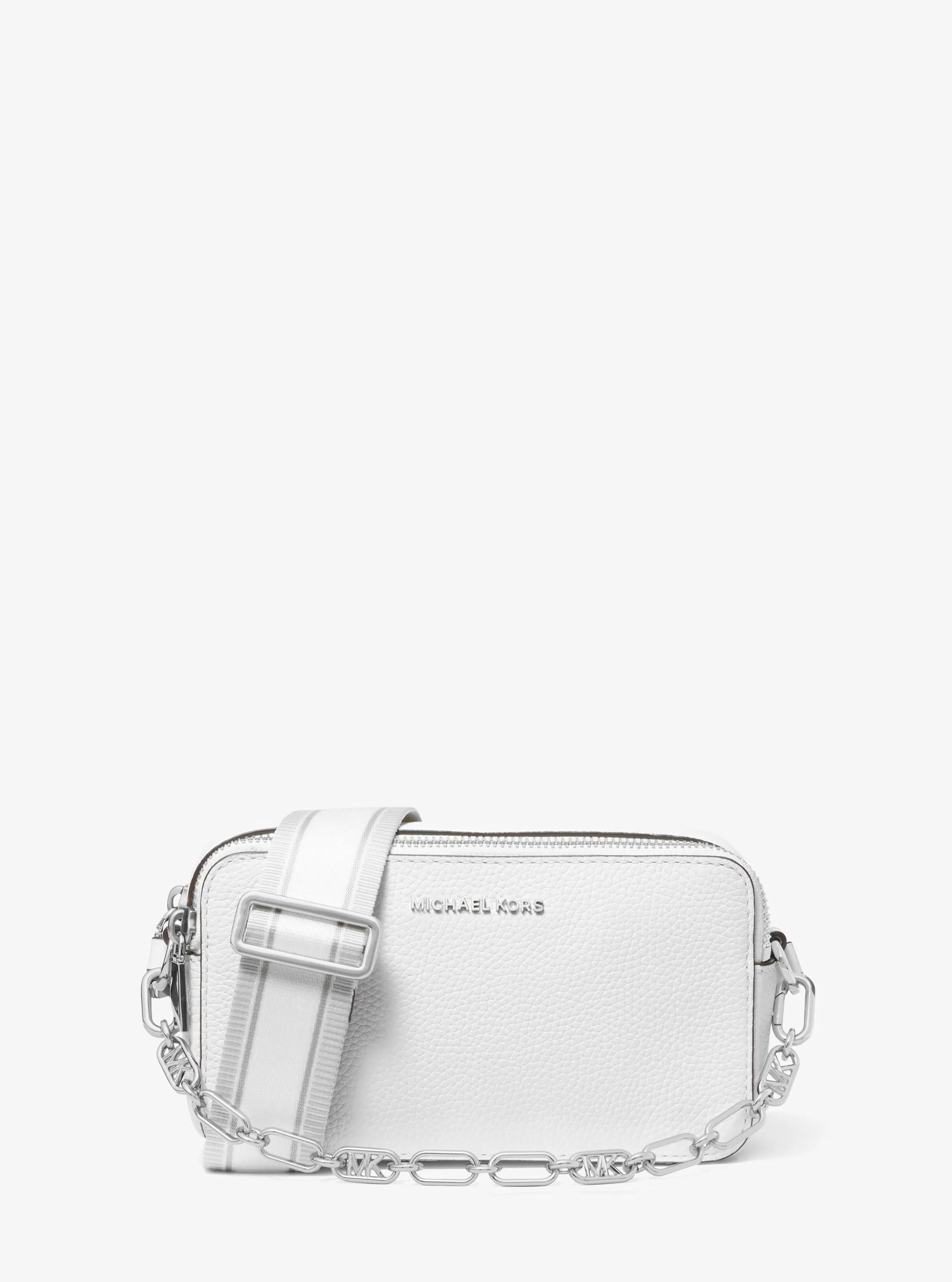 Funda para c&aacute;mara Jet Set peque&ntilde;a de piel granulada con doble cremallera in BLANCO INTENSO | Michael Kors