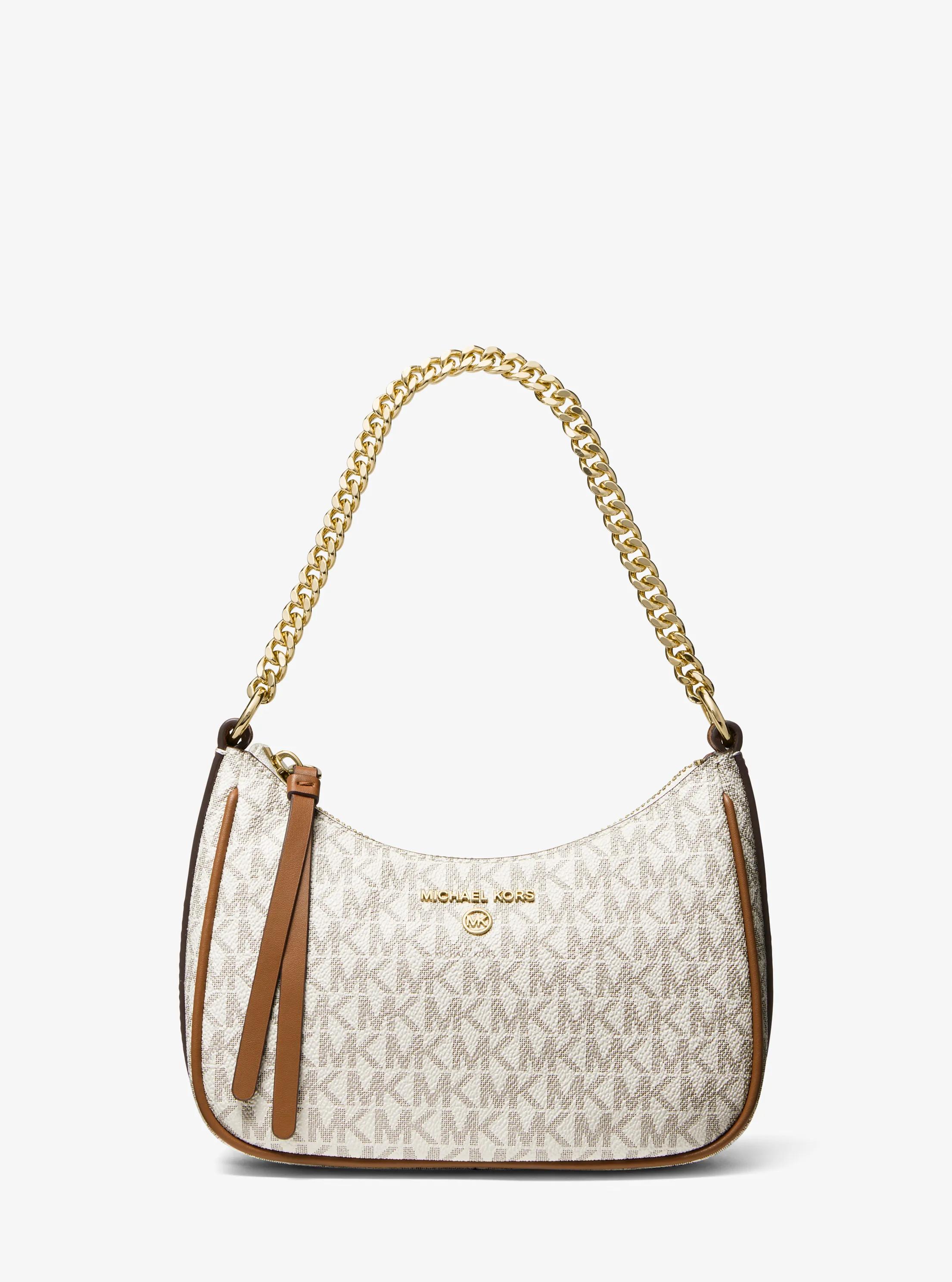 Jet Set Charm Small Logo Pochette in VANILLA/ACORN | Michael Kors