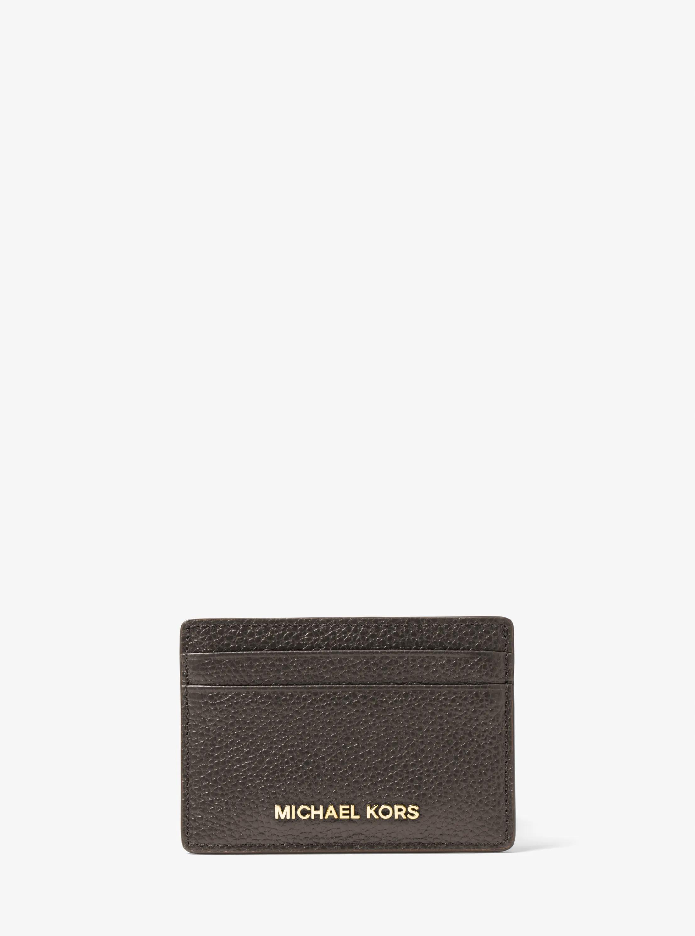 MK Porte-cartes en cuir grainé - Marron - Michael Kors