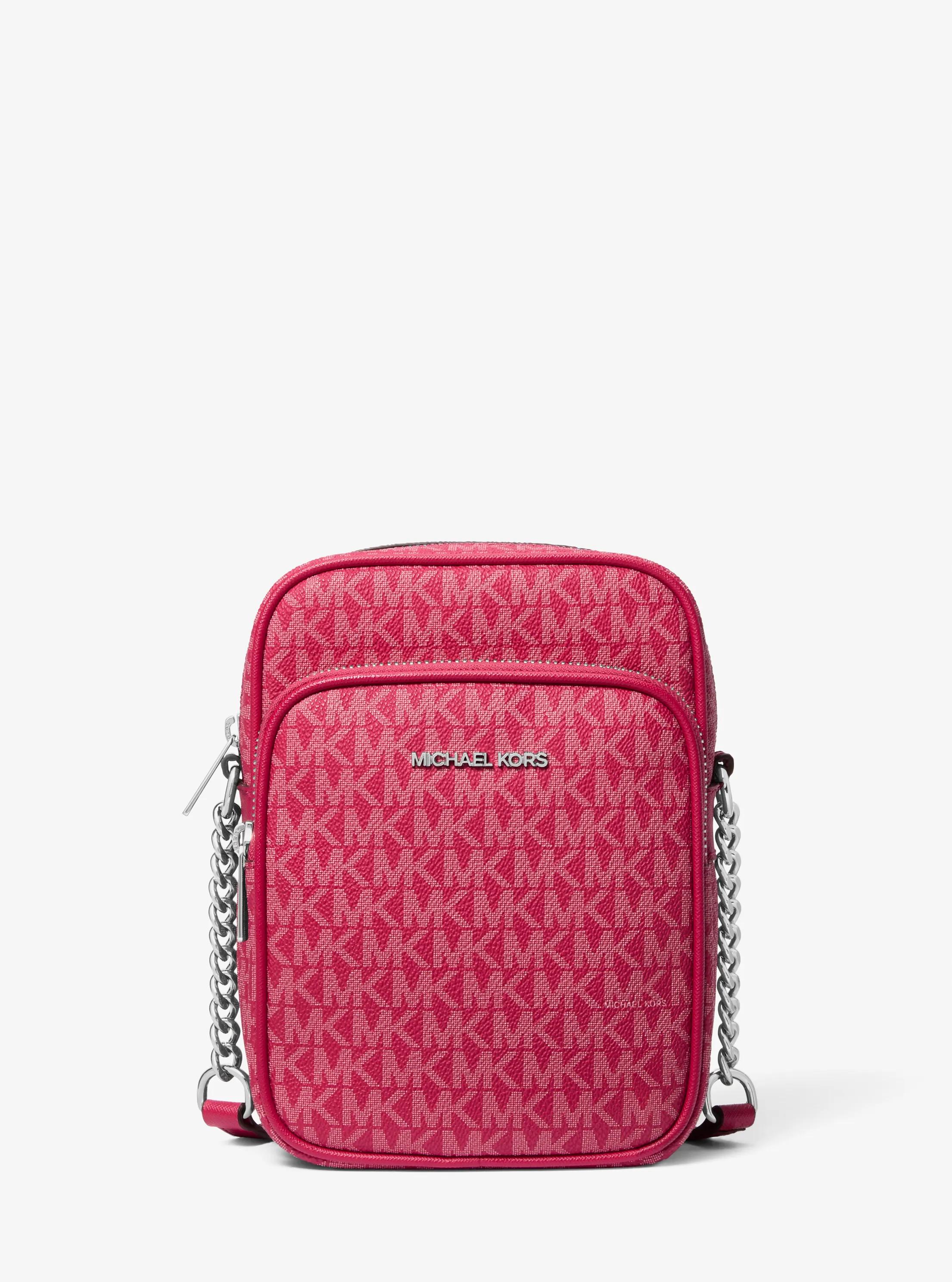 Jet Set Travel Medium Signature Logo Crossbody Bag in DK RASPBERRY | Michael Kors