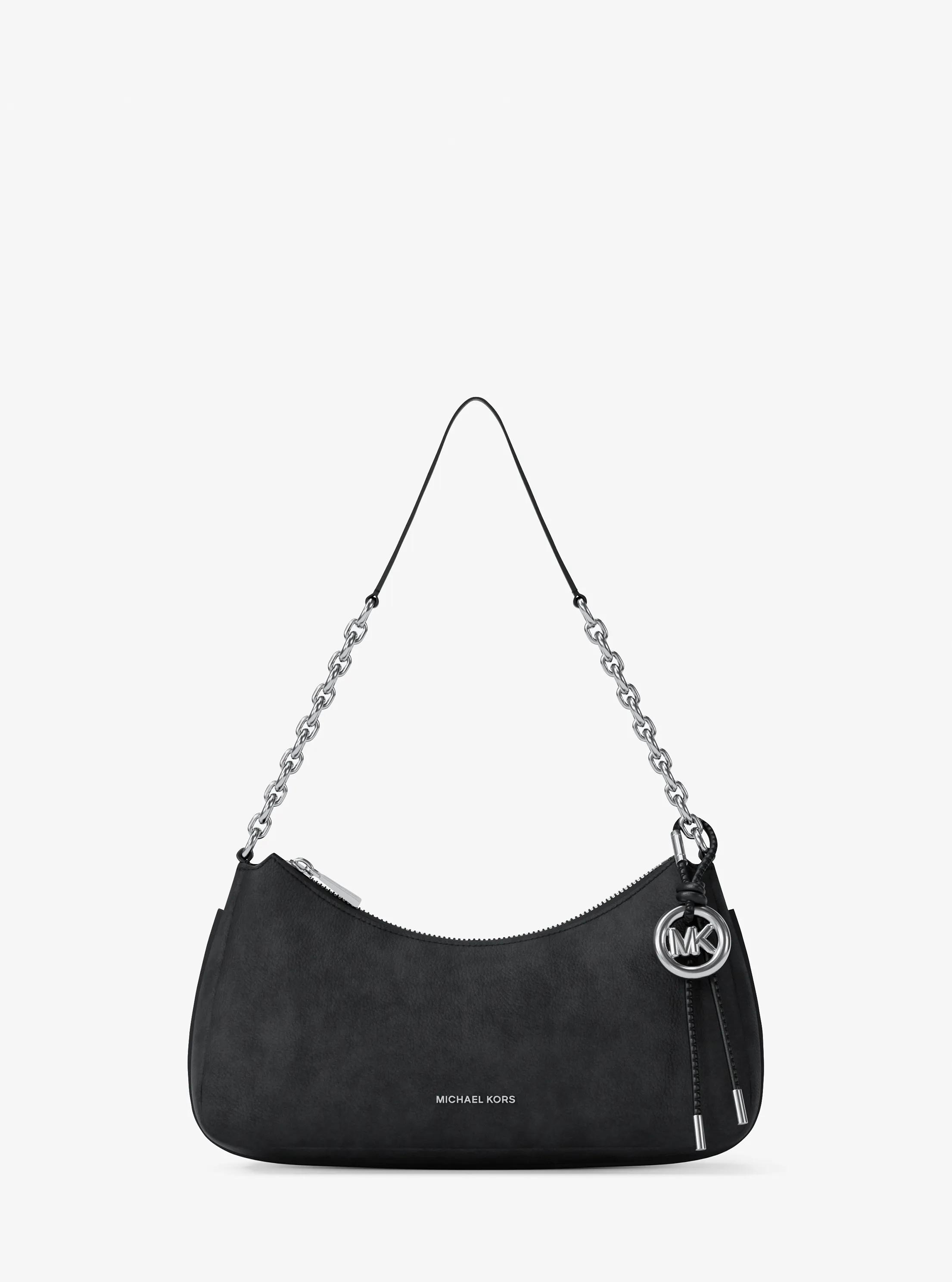 MK Pochette Nolita de taille moyenne en nubuck à chaîne - Noir - Michael Kors
