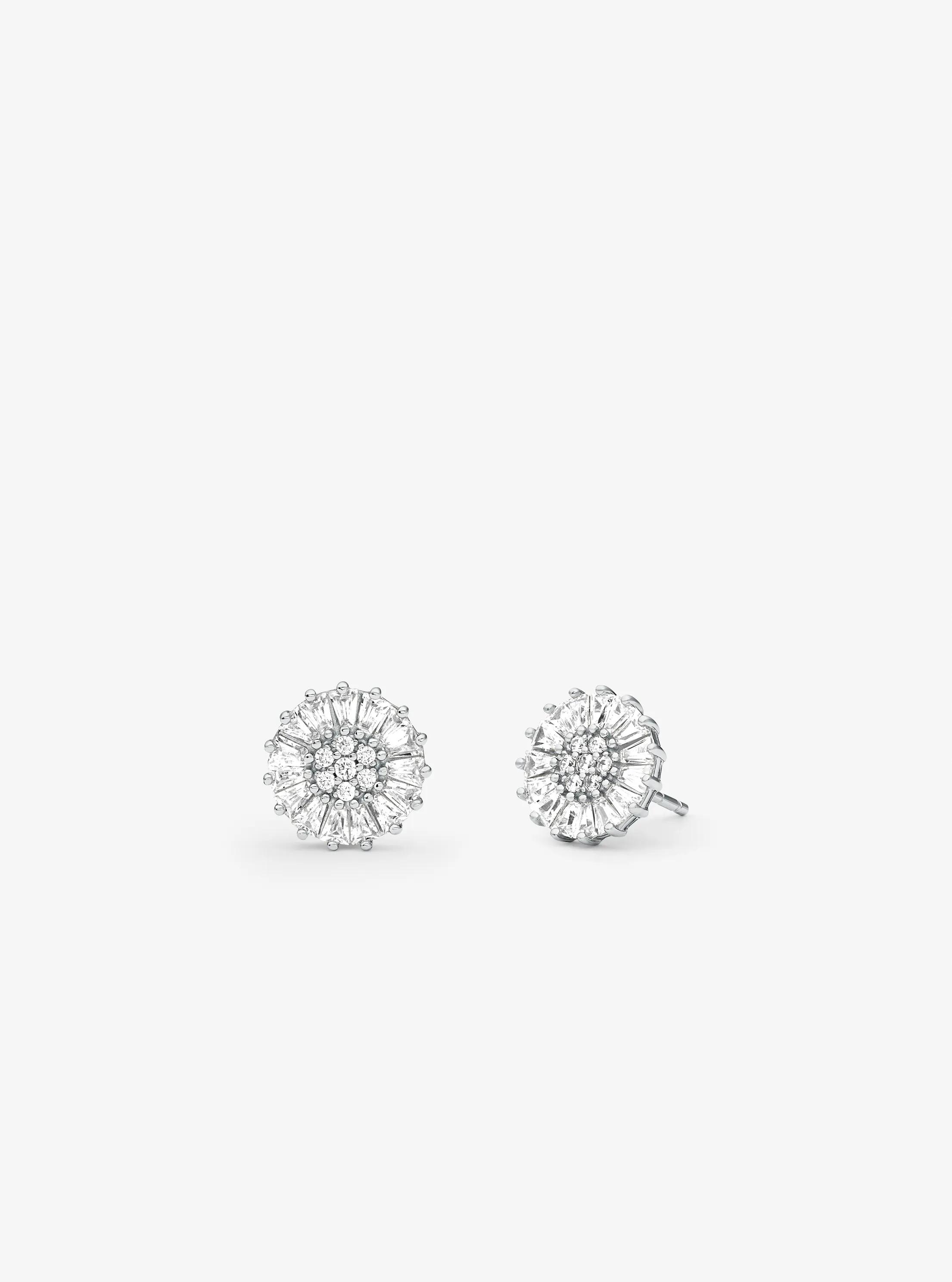 Precious Metal-Plated Sterling Silver Pav&eacute; Stud Earrings in SILVER | Michael Kors