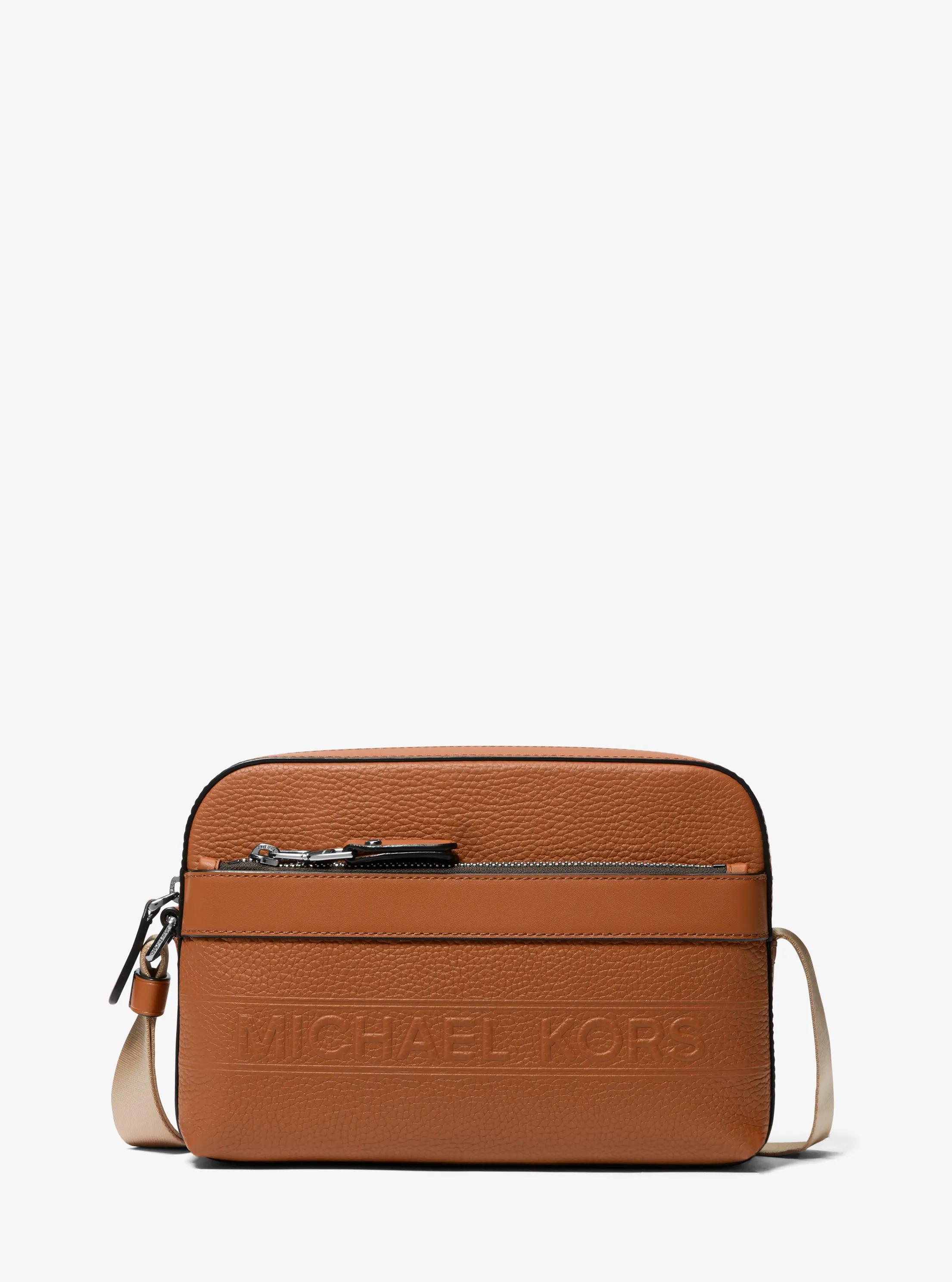 Hudson Pebbled Leather Utility Crossbody Bag in LUGGAGE | Michael Kors