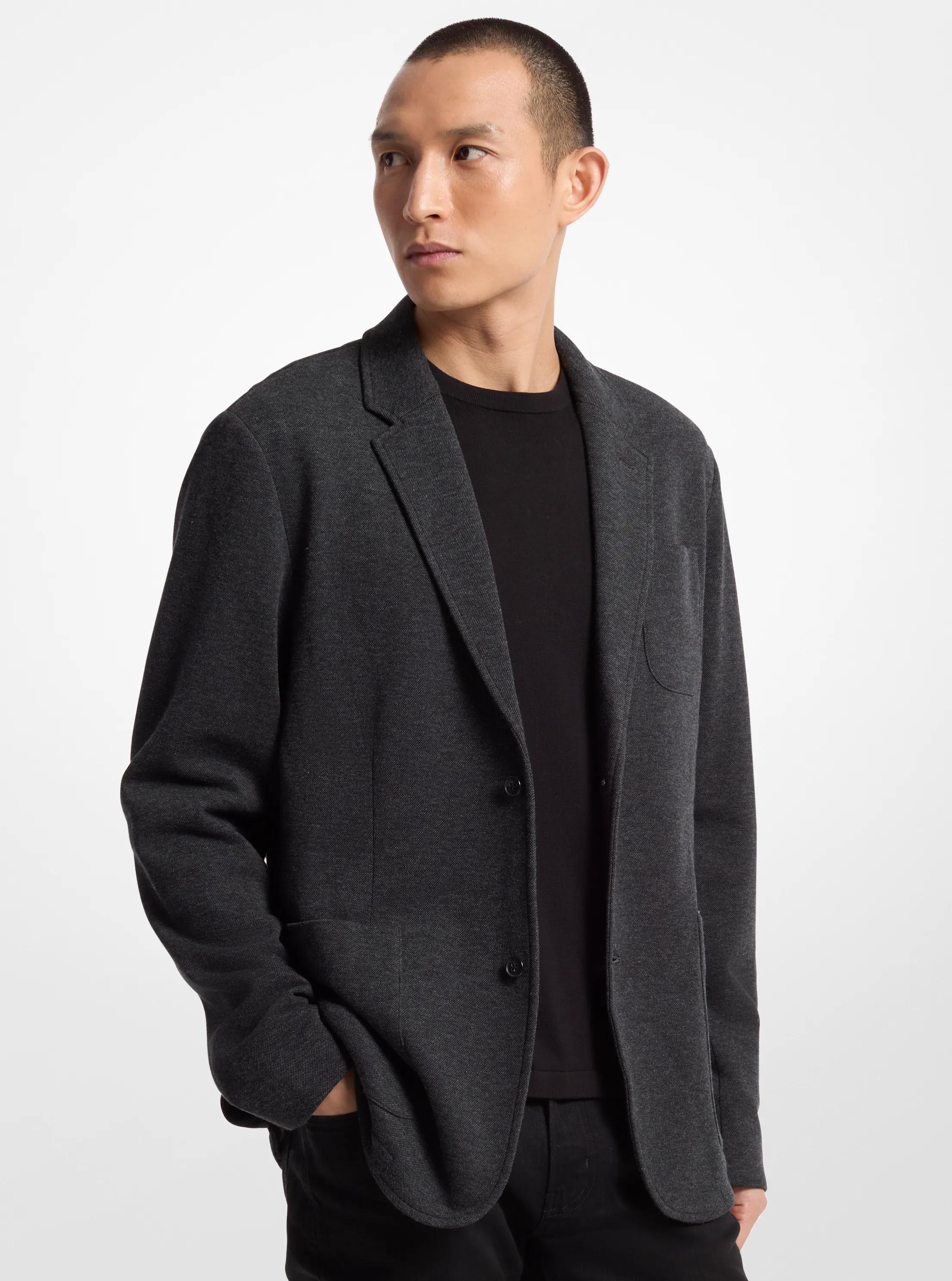 Double Face Cotton Blend Blazer in CHARCOAL | Michael Kors