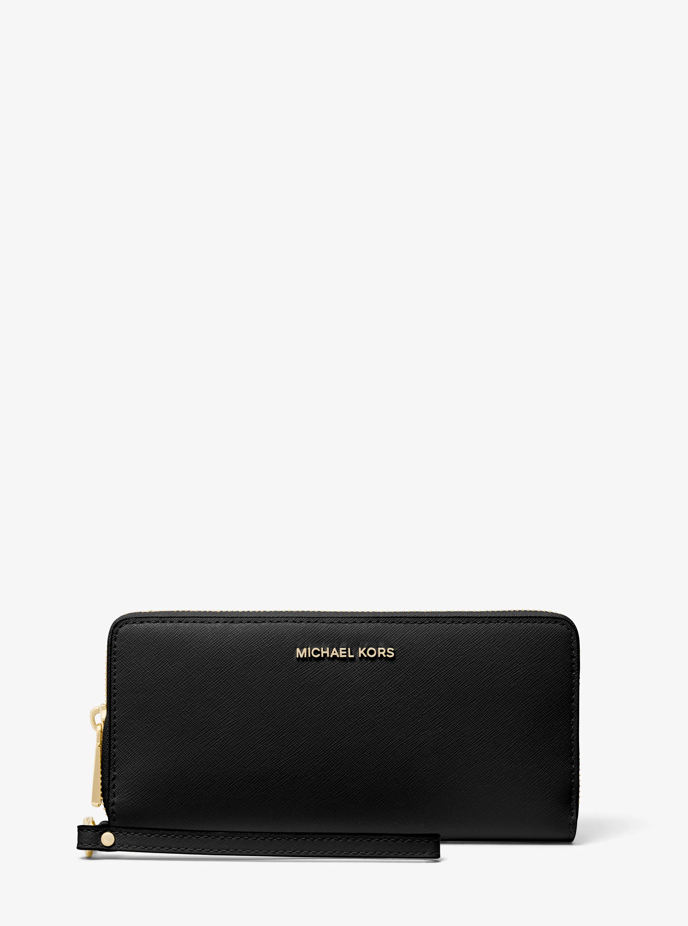 Large Saffiano Leather Continental Wallet in BLACK | Michael Kors