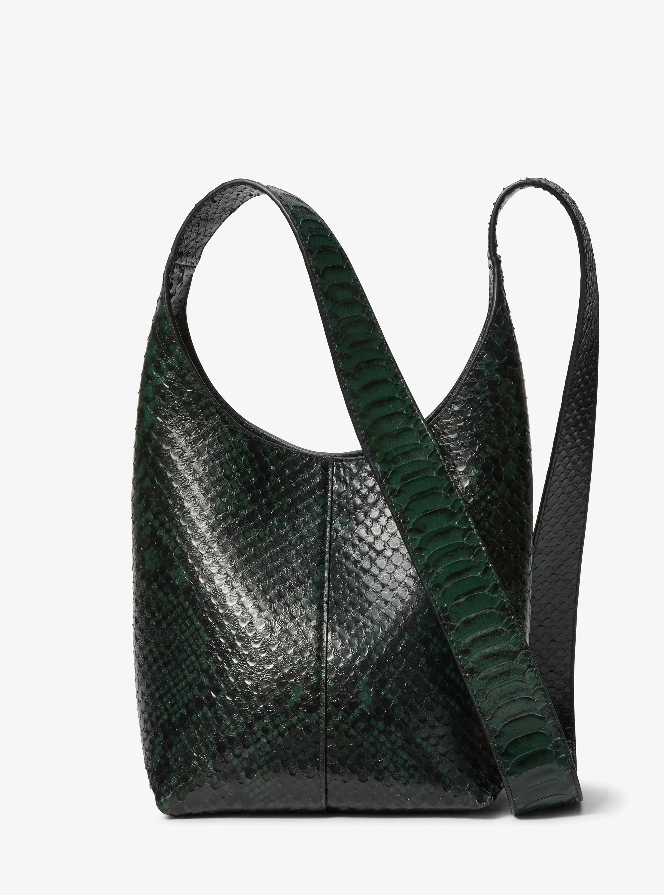 Bolso hobo Dede mini de piel en relieve con motivo de pit&oacute;n in BOSQUE | Michael Kors