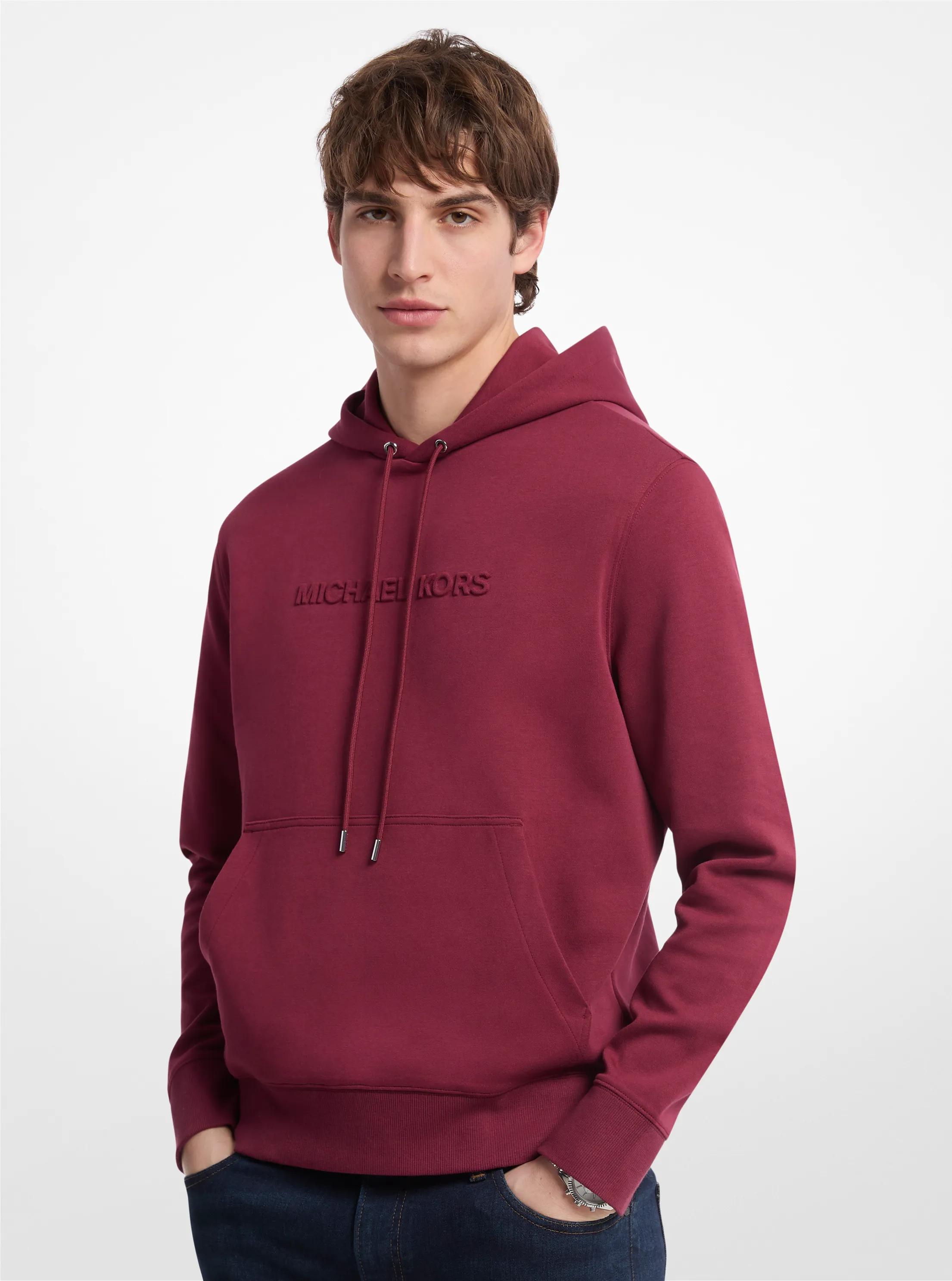Embossed Logo Cotton Blend Hoodie in DEEP MULBERRY | Michael Kors