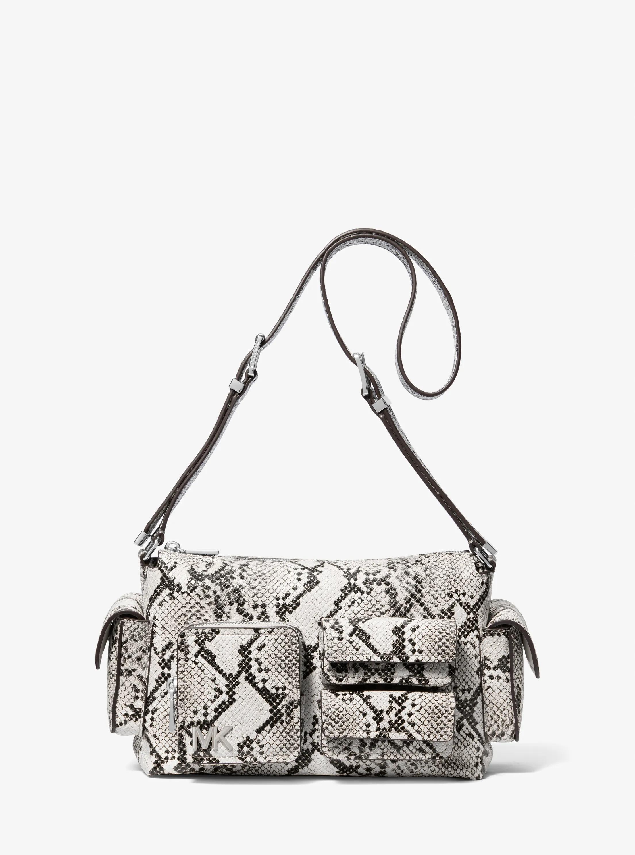 Dakota Medium Snake Embossed Leather Shoulder Bag in ALUMINUM | Michael Kors