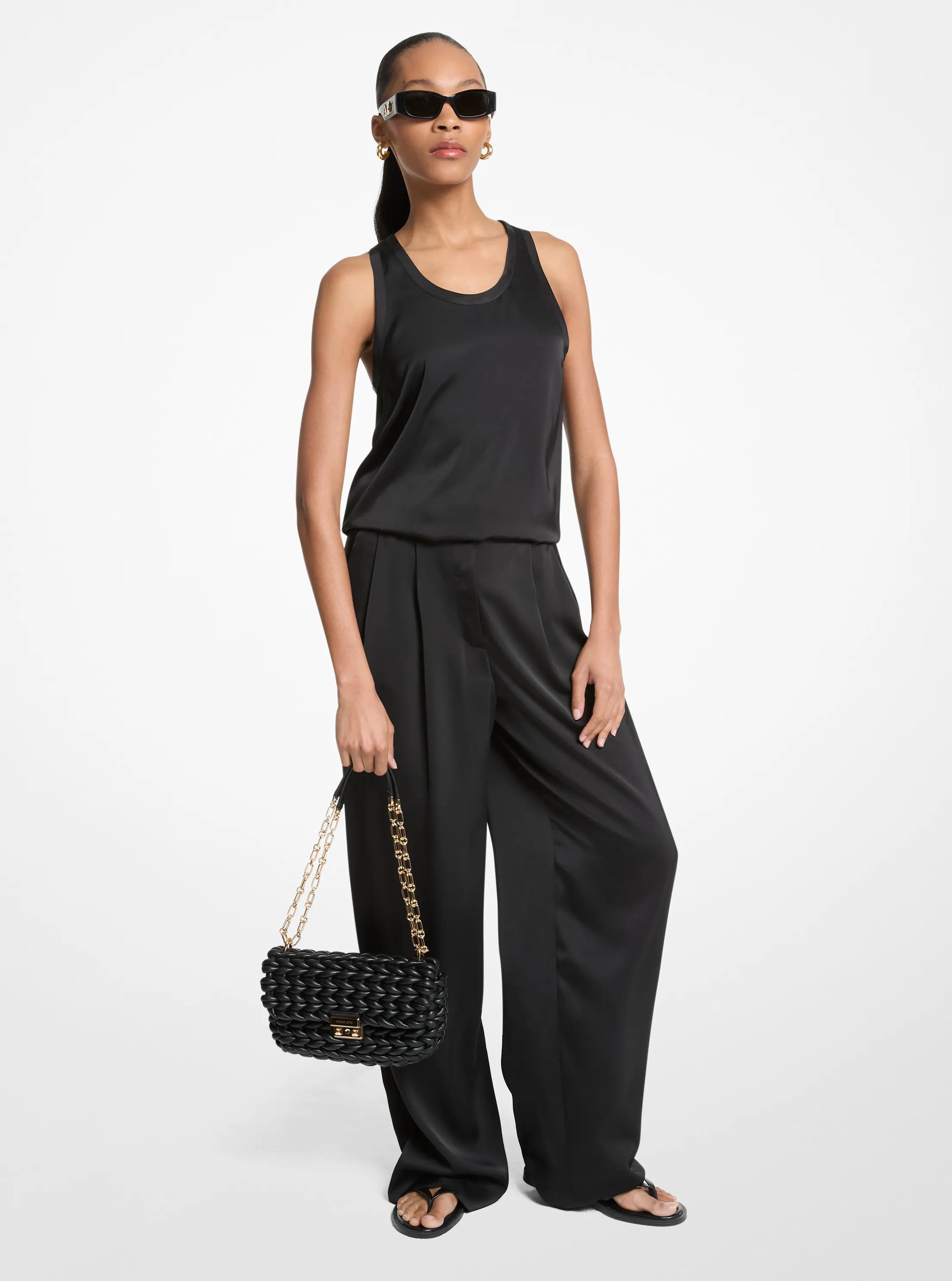 MK Drapey Satin Wide Leg Trousers - Black - MICHAEL Michael Kors