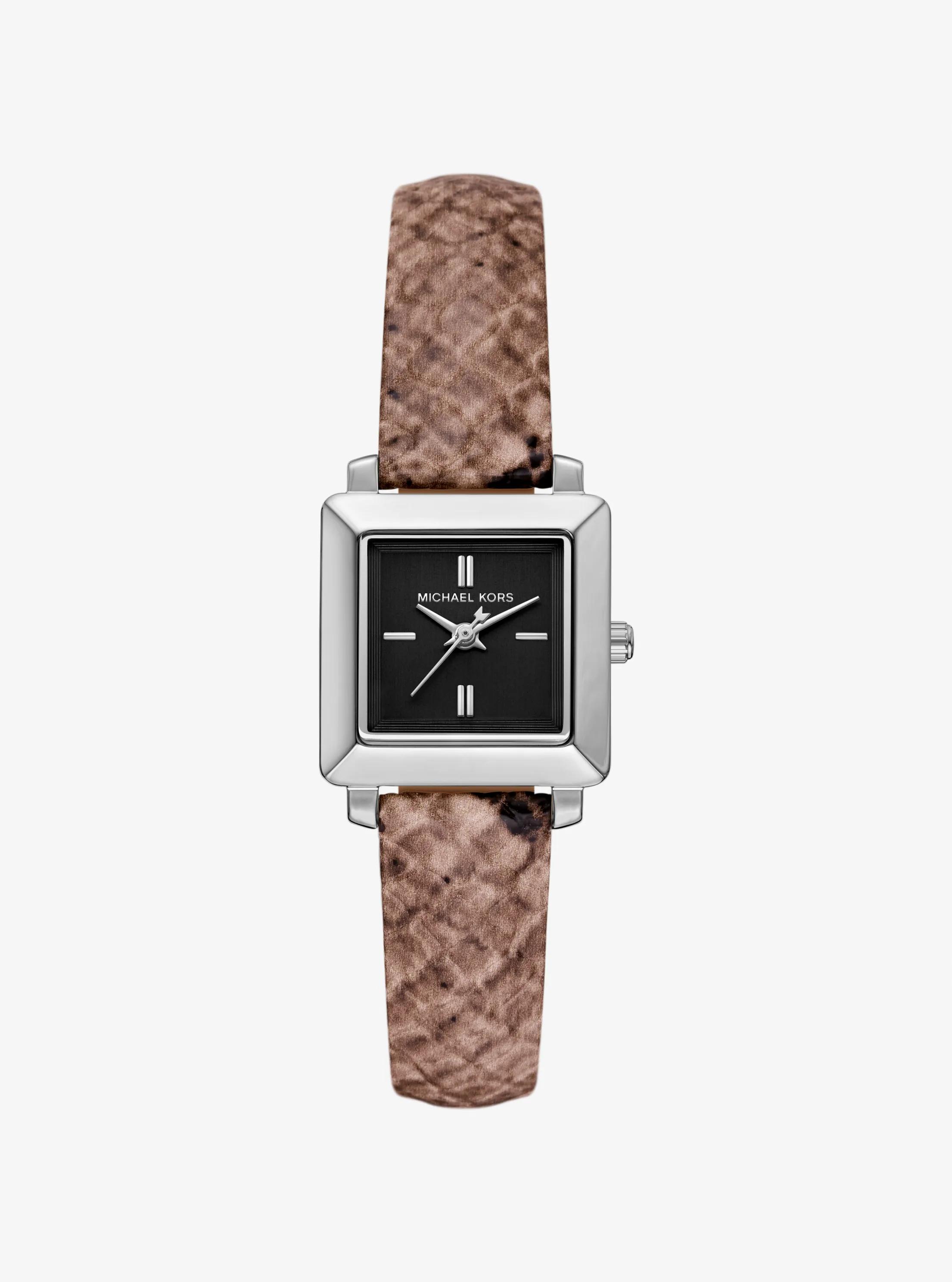Michael Kors Outlet Mini Gwynn Snake Embossed Leather Watch In Brown