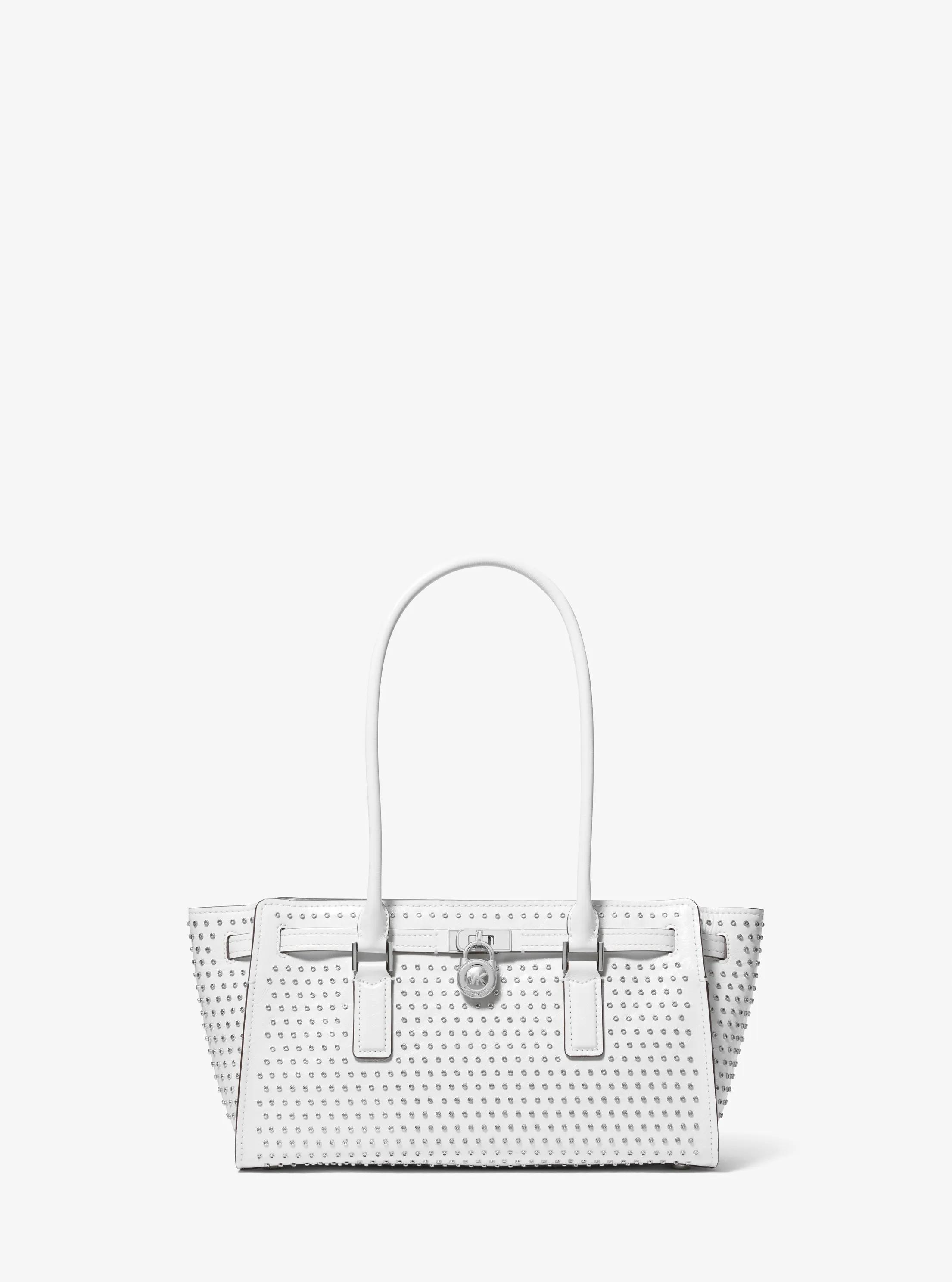 Bolso satchel Hamilton Moderne peque&ntilde;o de piel con ojales in BLANCO INTENSO | Michael Kors