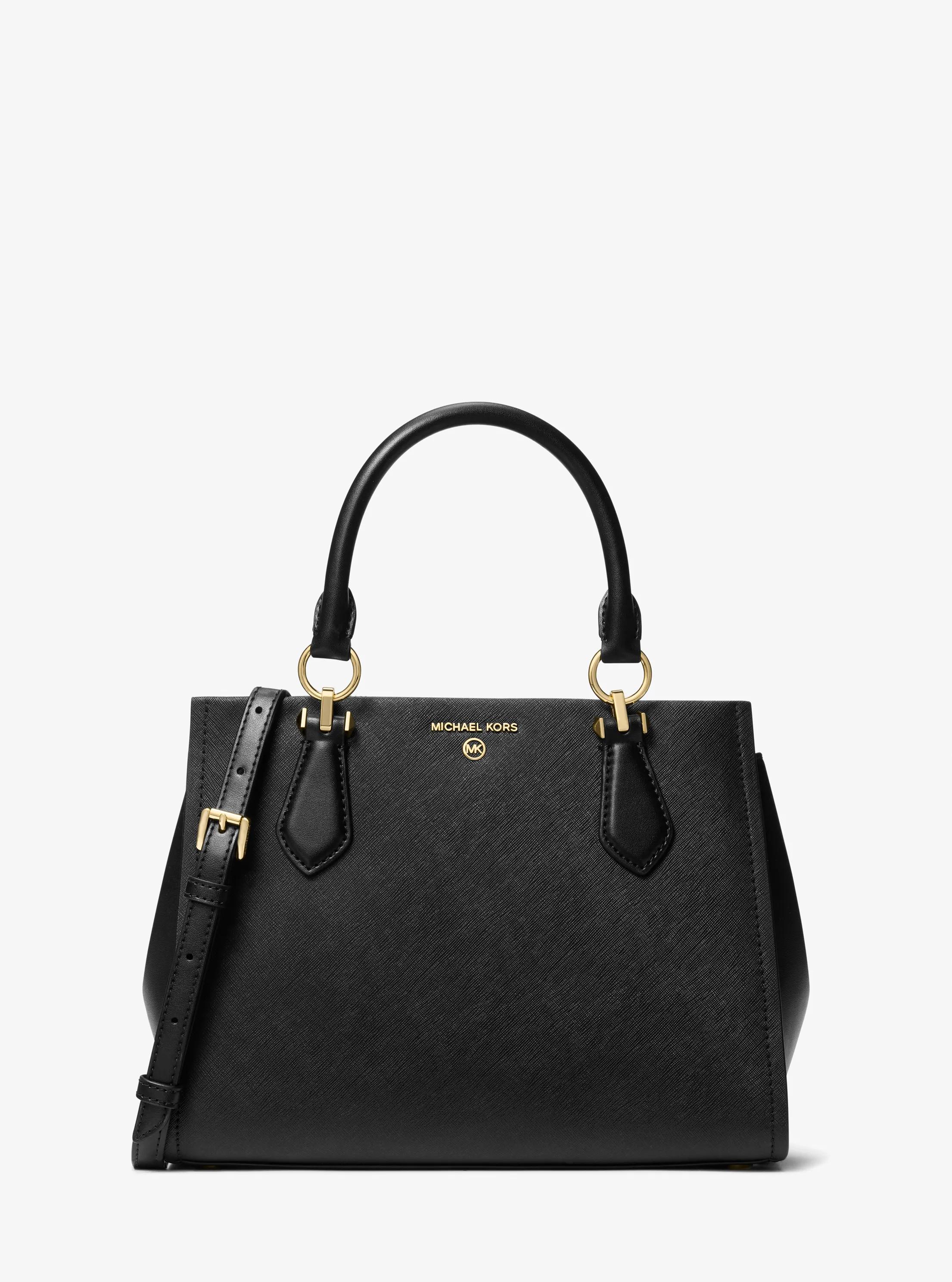 Marilyn Medium Saffiano Leather Satchel in BLACK | Michael Kors