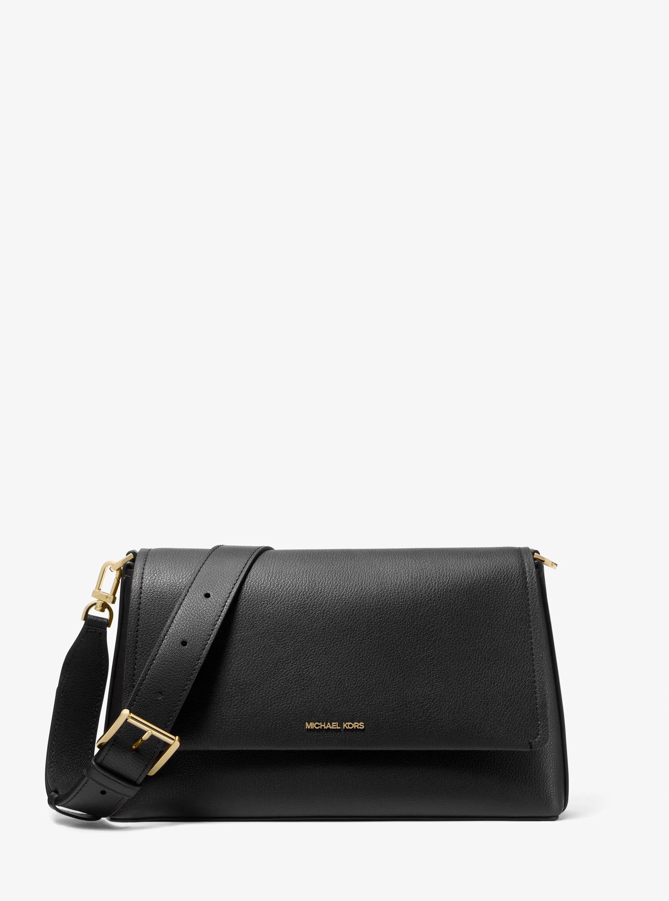 Nessa Large Leather Crossbody Bag in BLACK | Michael Kors