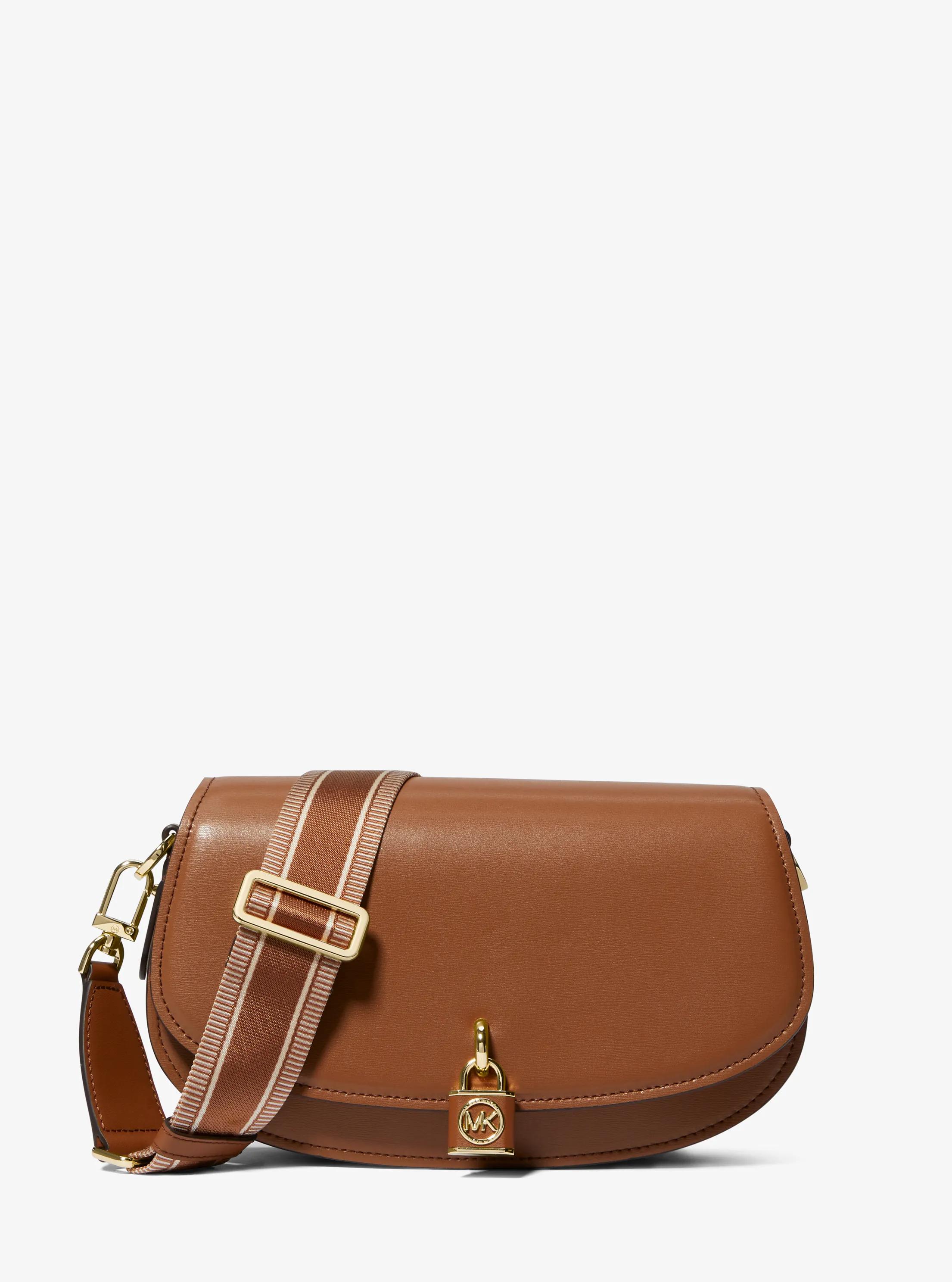 Mila Medium Leather Messenger Bag in LUGGAGE | Michael Kors