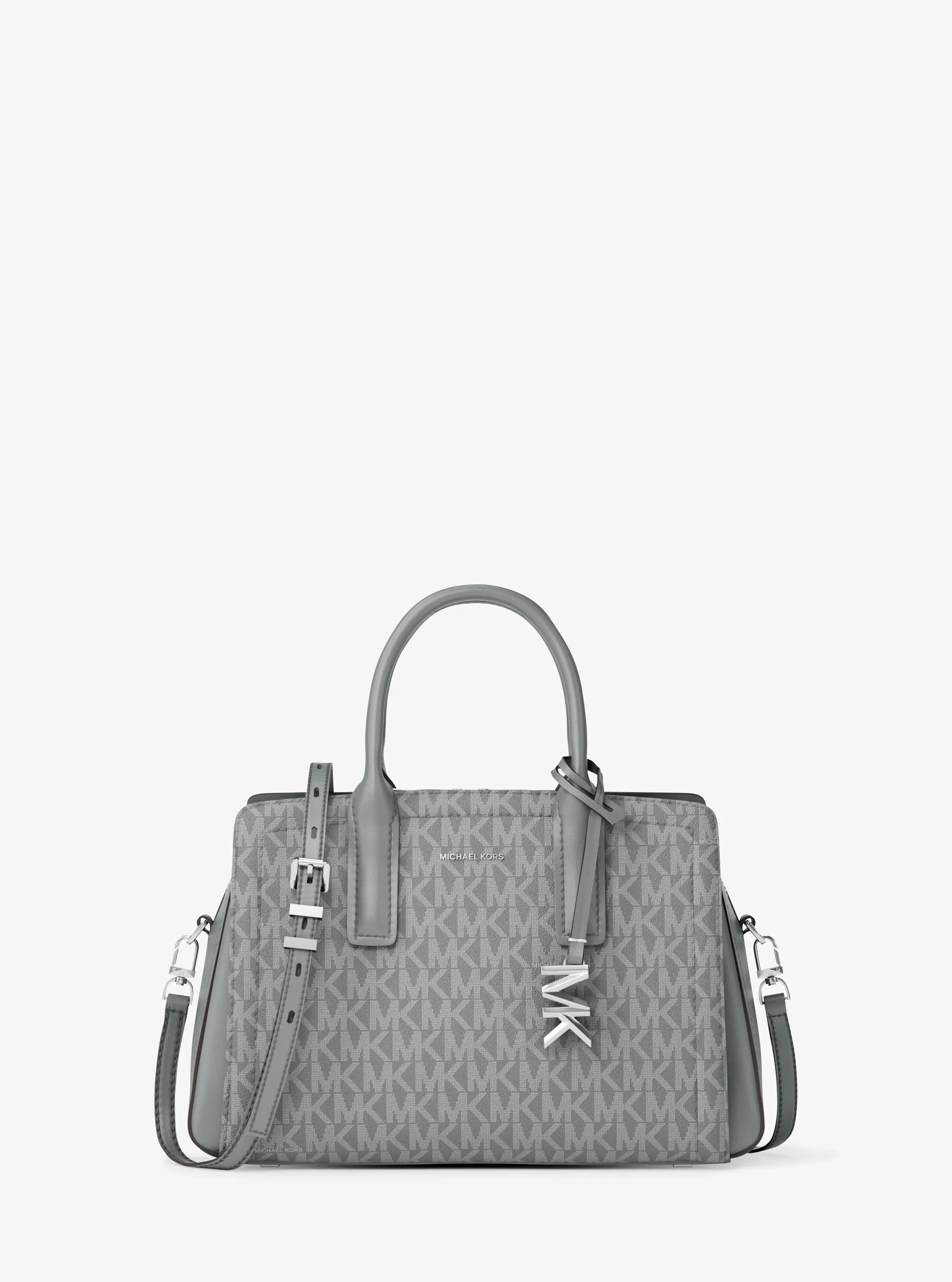 Laila Small Signature Logo Satchel in STORM | Michael Kors