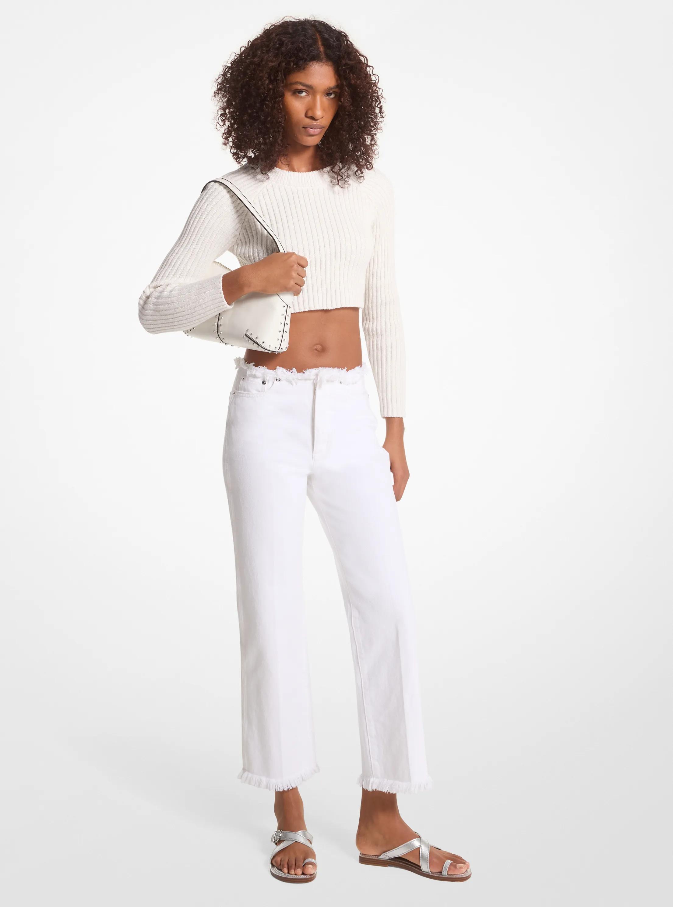 Frayed Denim Cropped Jeans