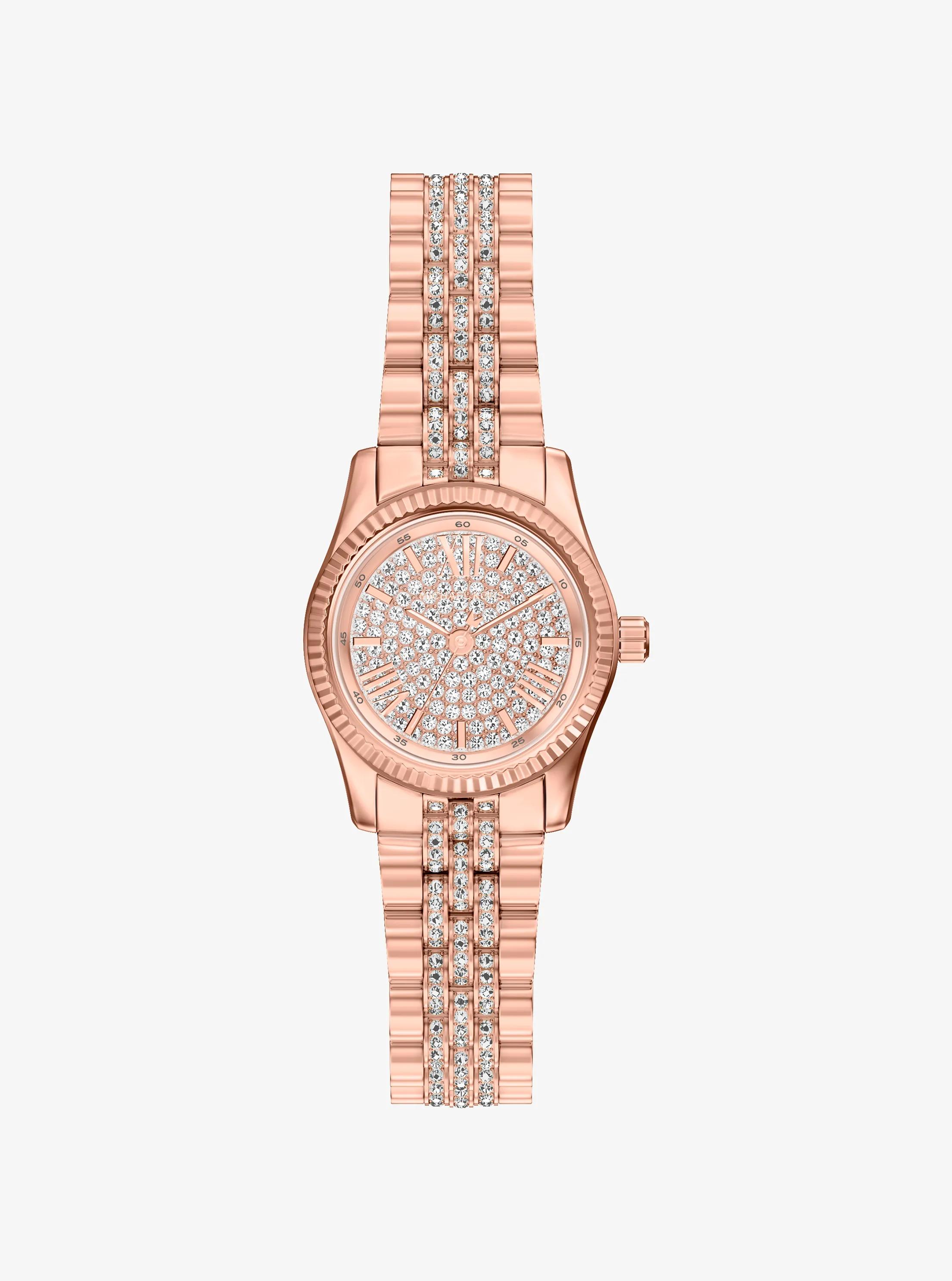 Petite Lexington Pav&eacute; Rose Gold-Tone Watch in ROSE GOLD | Michael Kors