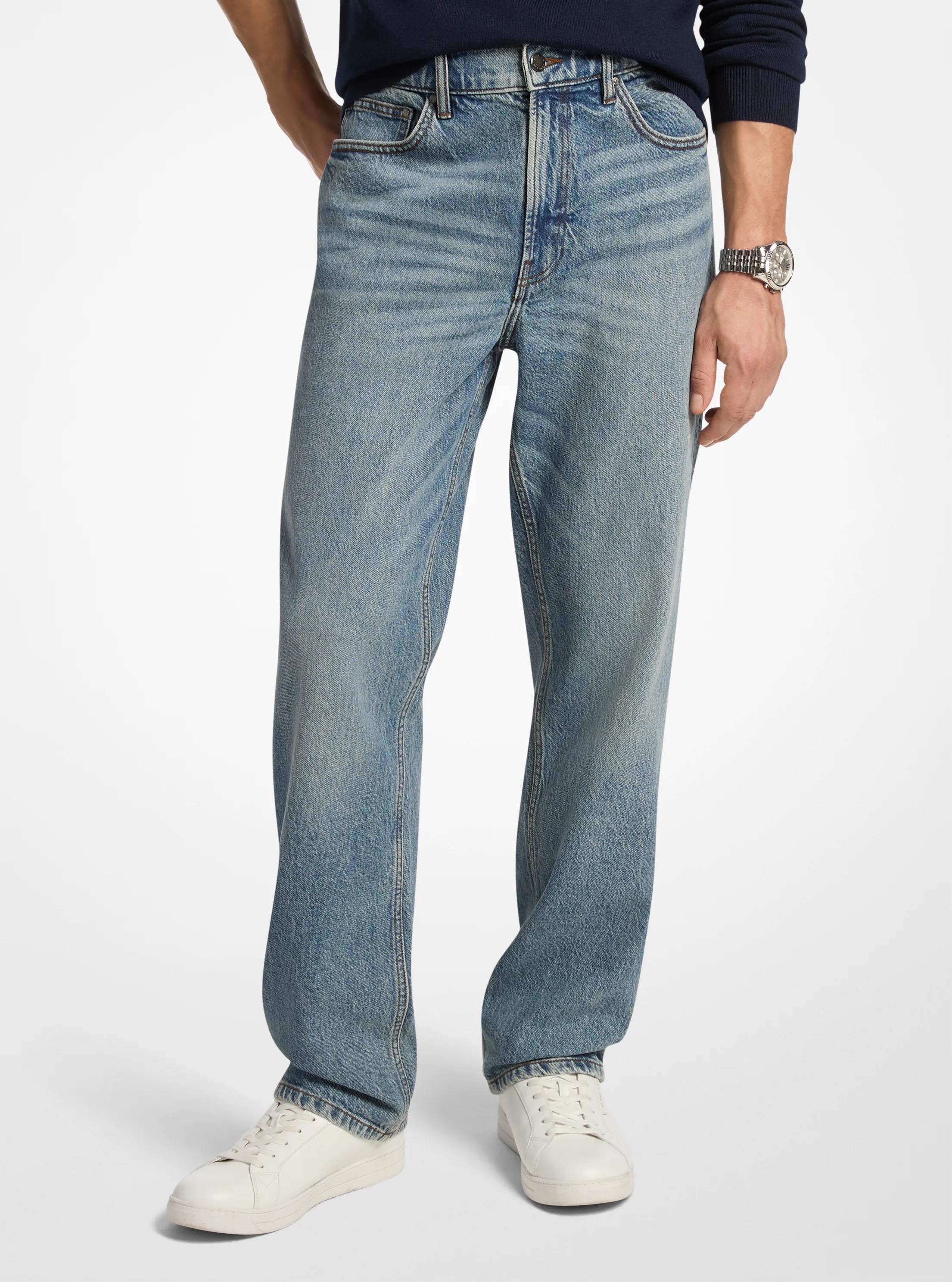 MK Jean Finn en denim extensible à coupe droite - Bleu - Michael Kors