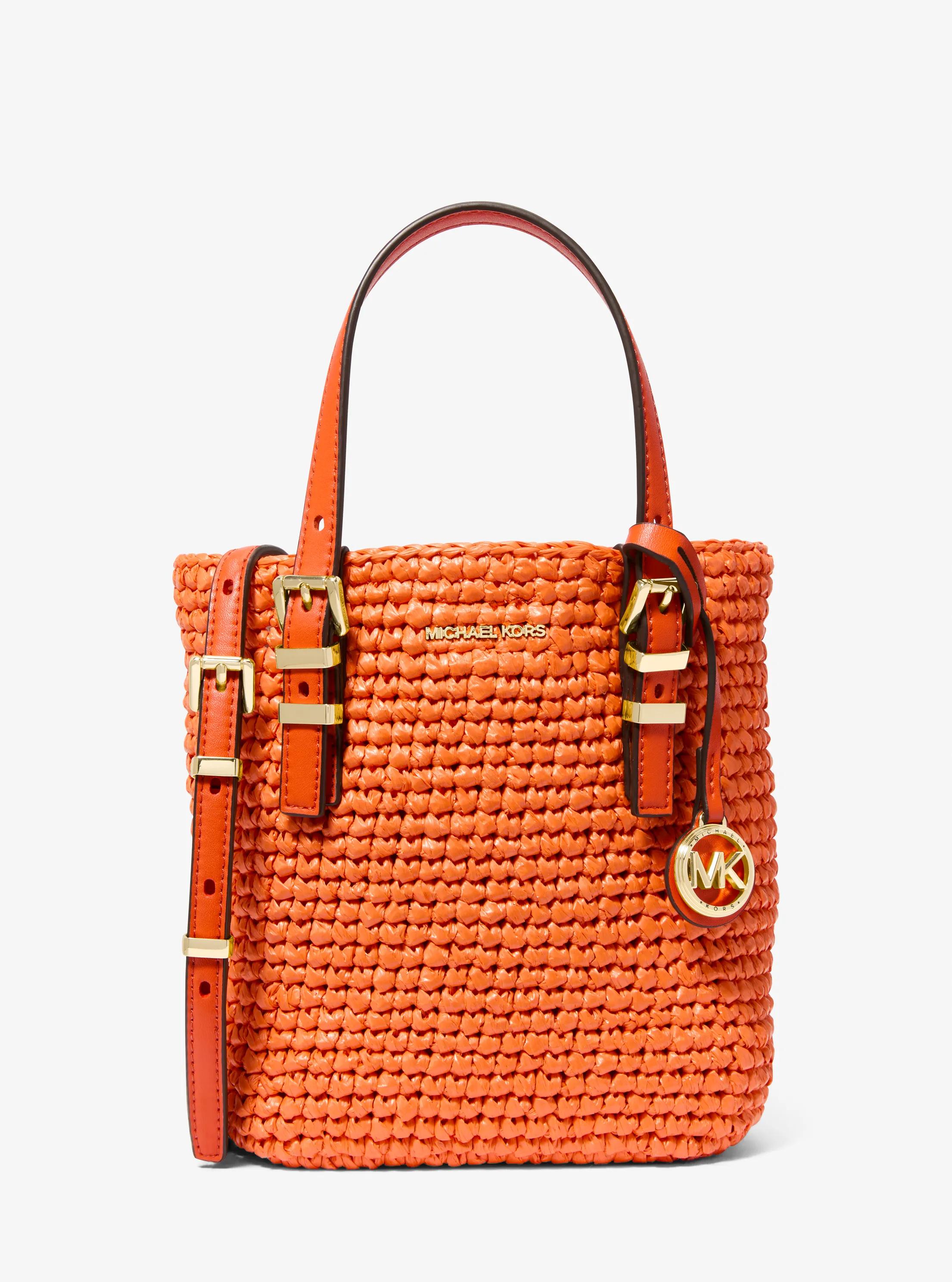 Quinn Extra-Small Crocheted Straw Crossbody Bag in ORANGE PUNCH | Michael Kors