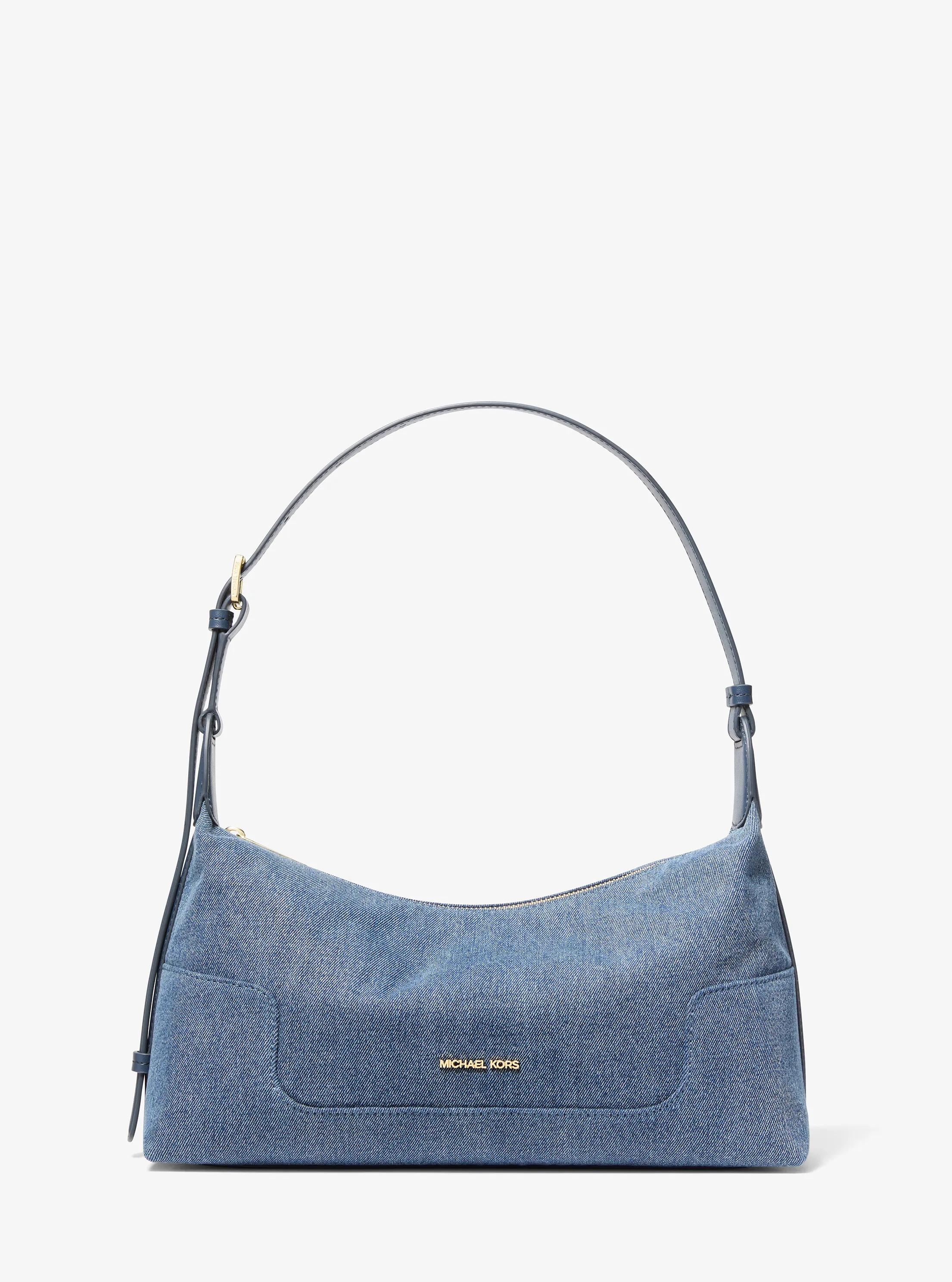 Teddi Medium Washed Denim Slouchy Shoulder Bag in LT VTBLU WSH | Michael Kors