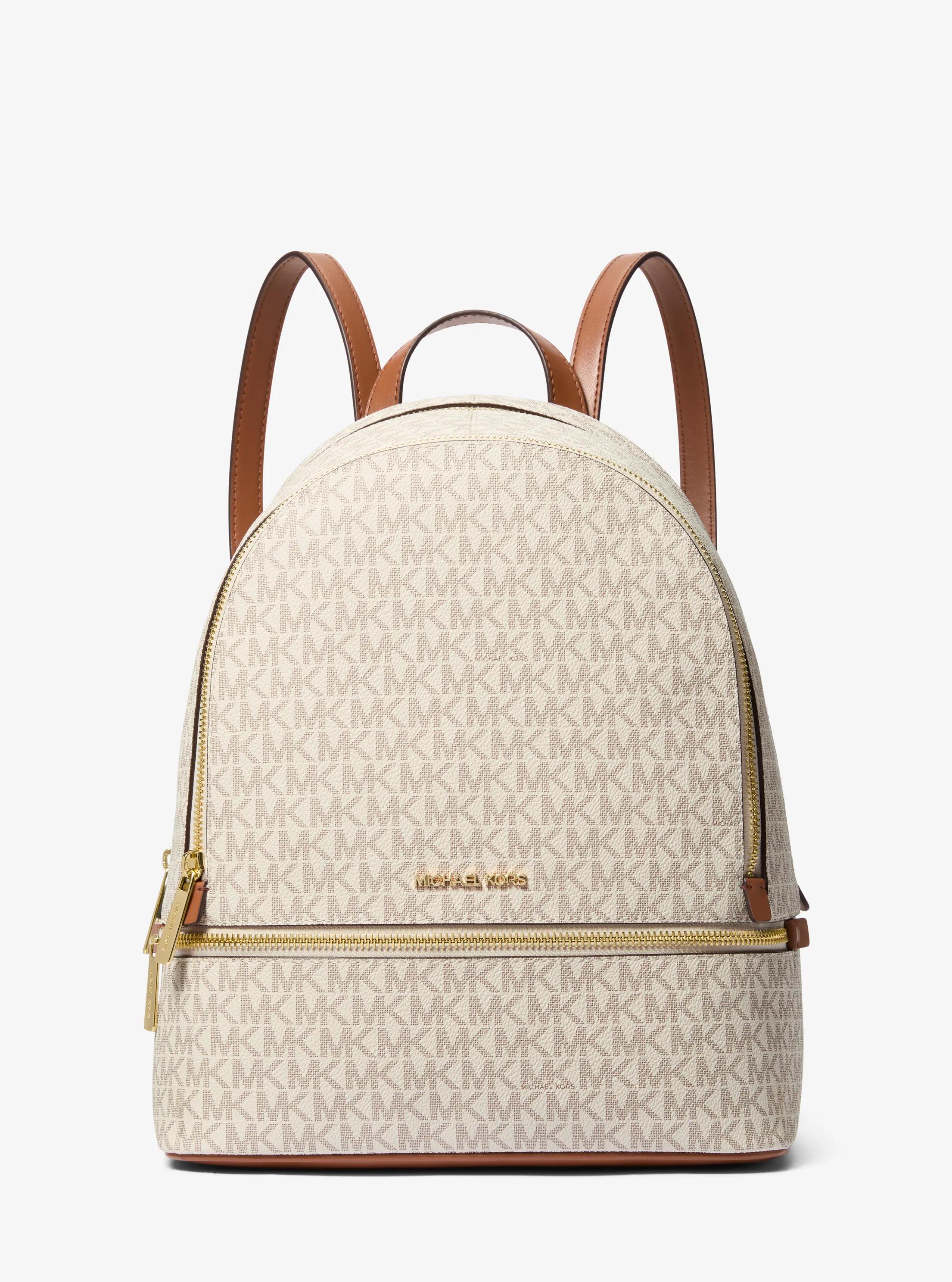 Rhea Medium Signature Logo Backpack in VANILLA | Michael Kors