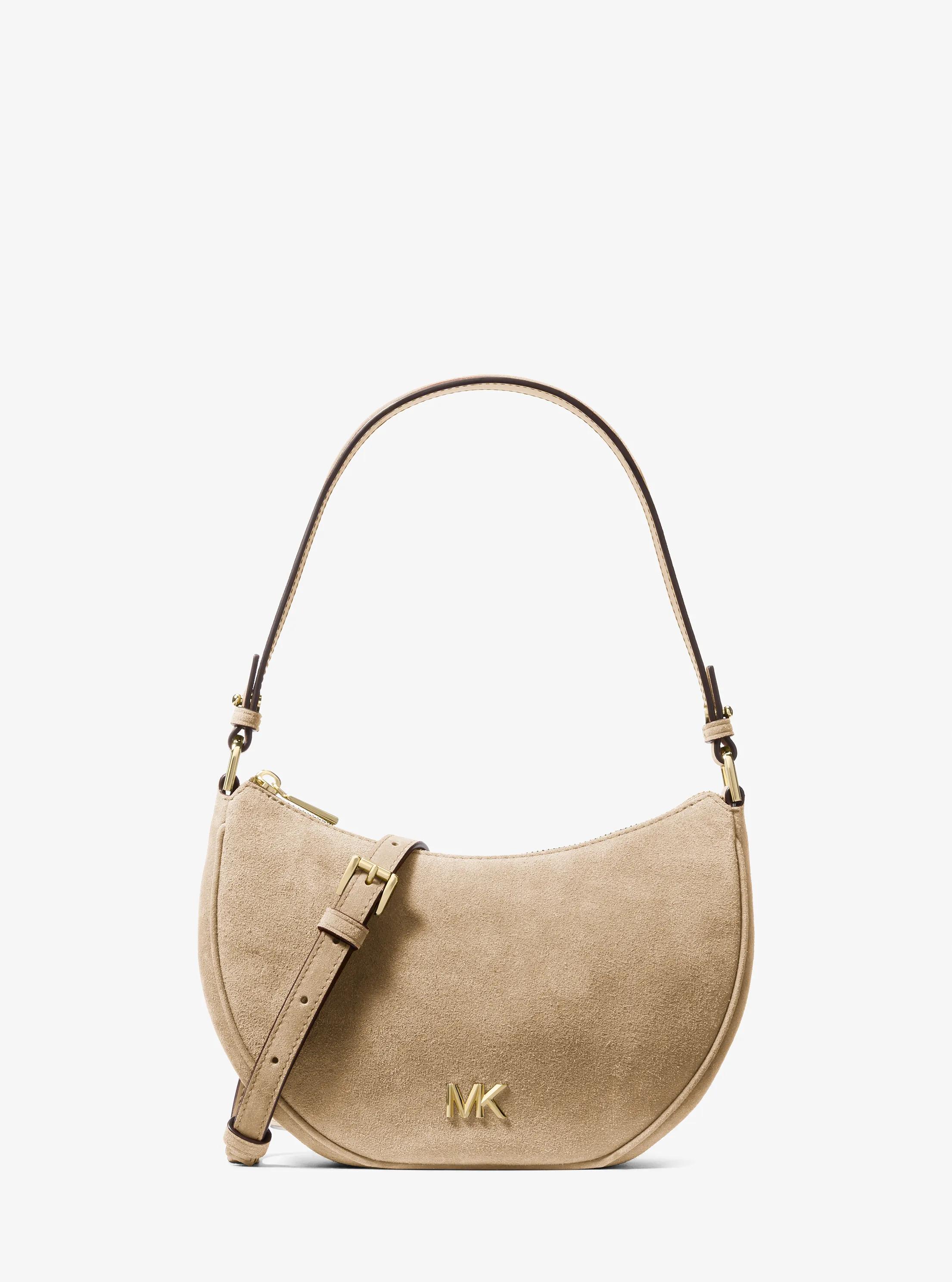 Kyla Small Suede Convertible Pochette in KHAKI | Michael Kors