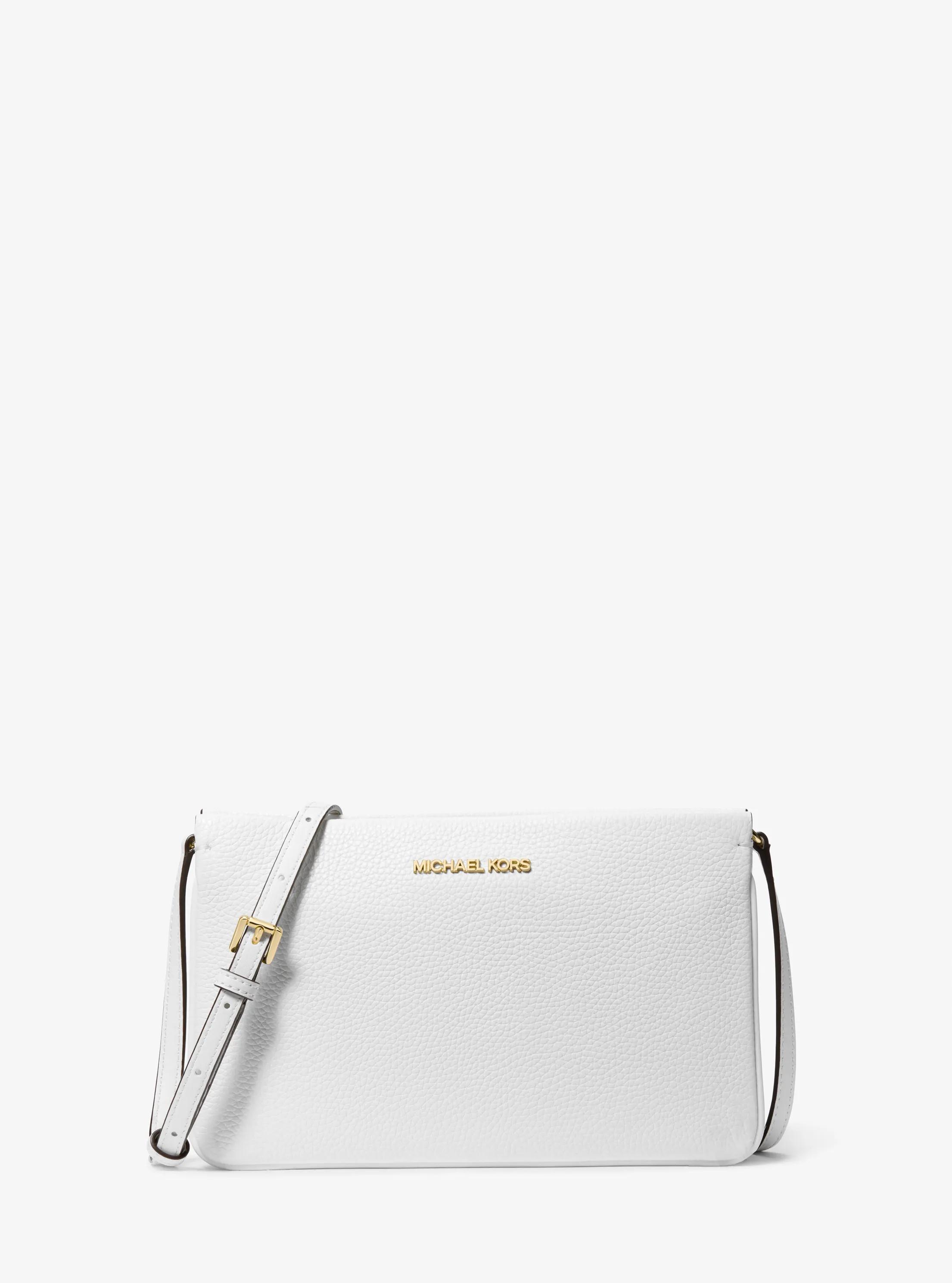 Jet Set Large Pebbled Leather Crossbody Bag in OPTIC WHITE | Michael Kors