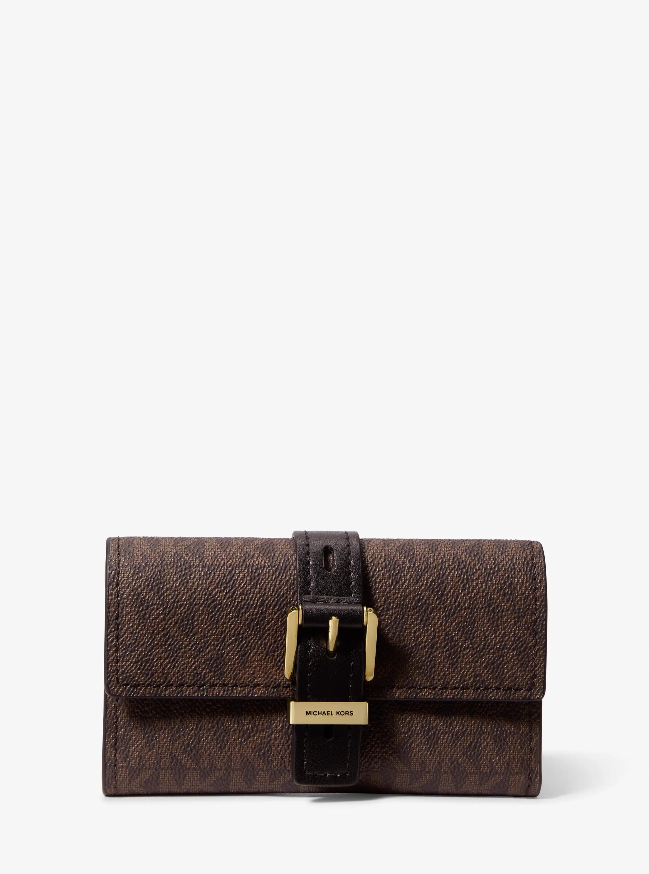 Portefeuille &agrave; trois volets Nolita de taille moyenne &agrave; logo Signature in BRUN/NOIR | Michael Kors
