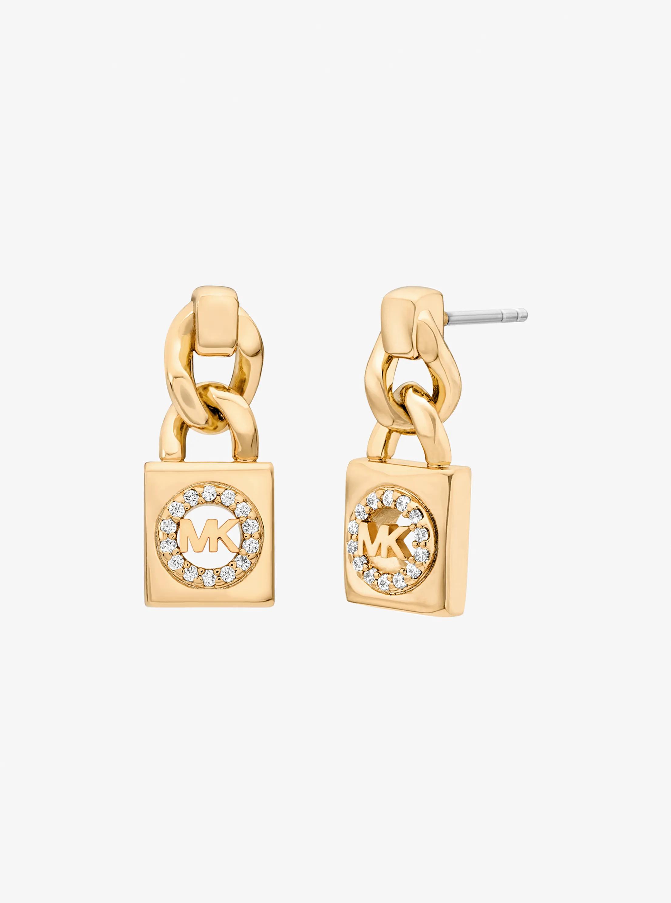 Pavé Logo Pendant Chain-Link Earrings in GOLD | Michael Kors [US]