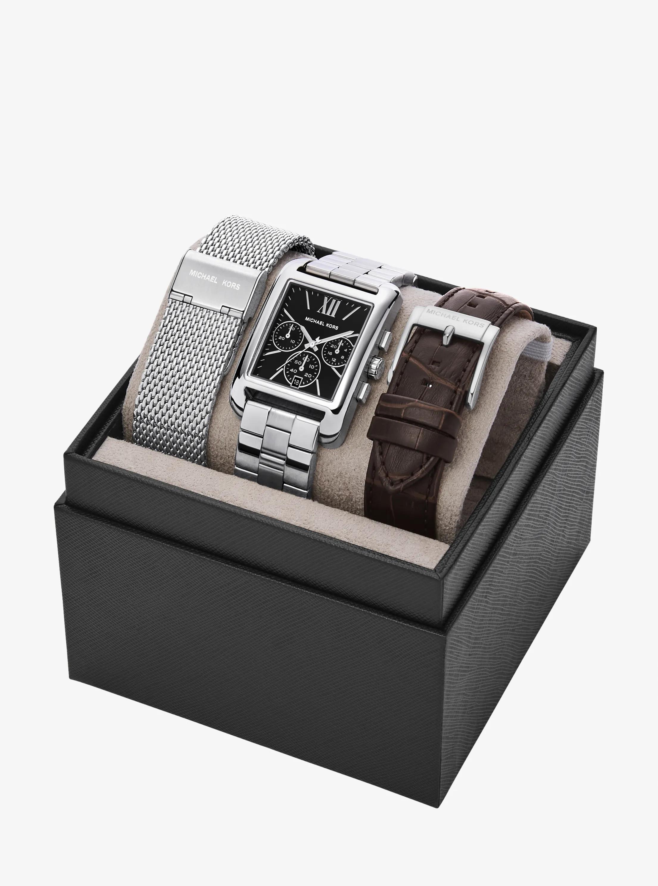 Monroe Silver-Tone Watch Strap Set