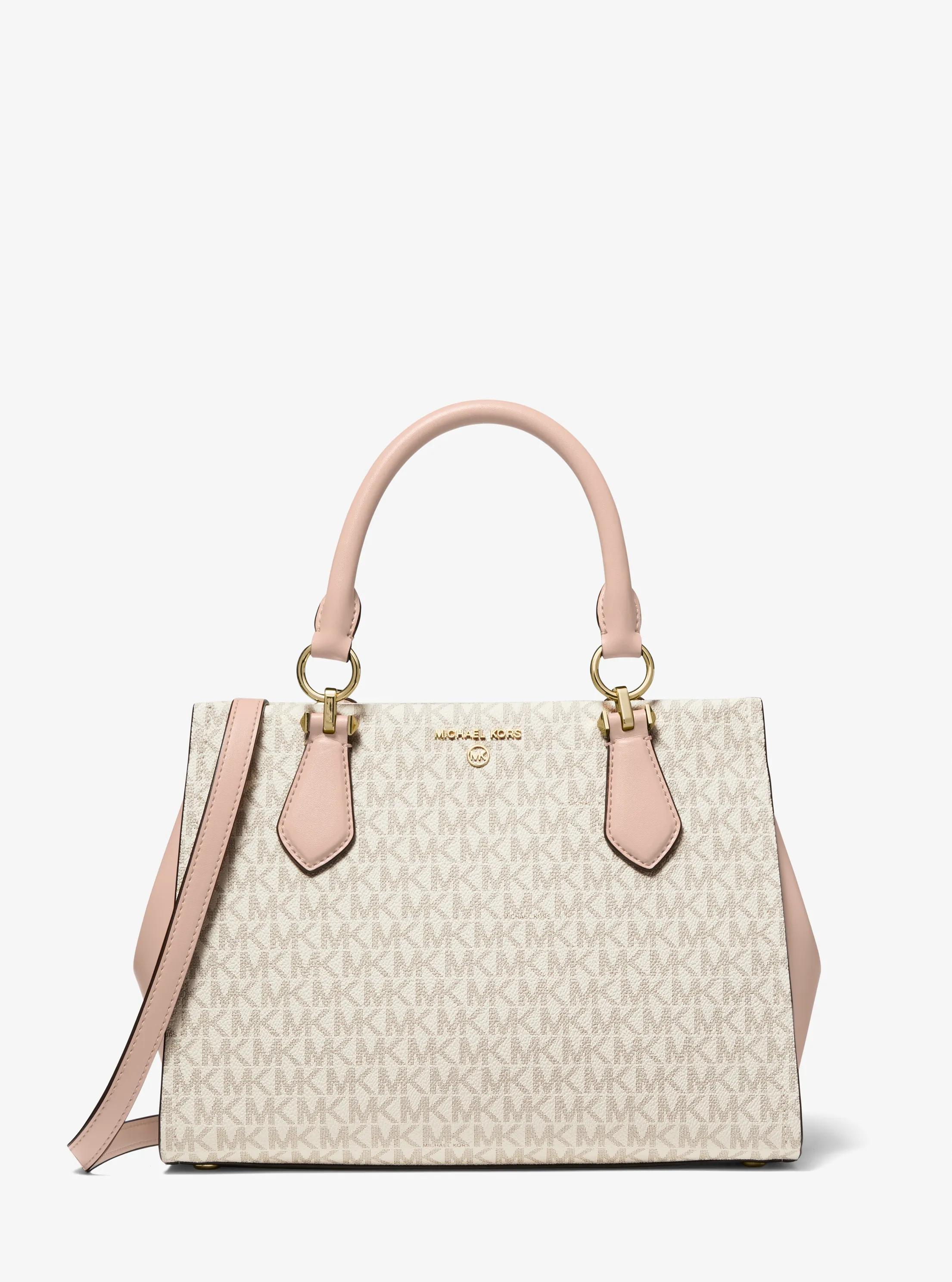 Bolso satchel Marilyn mediano con logotipo in VAINILLA/ROSA CLARO | Michael Kors