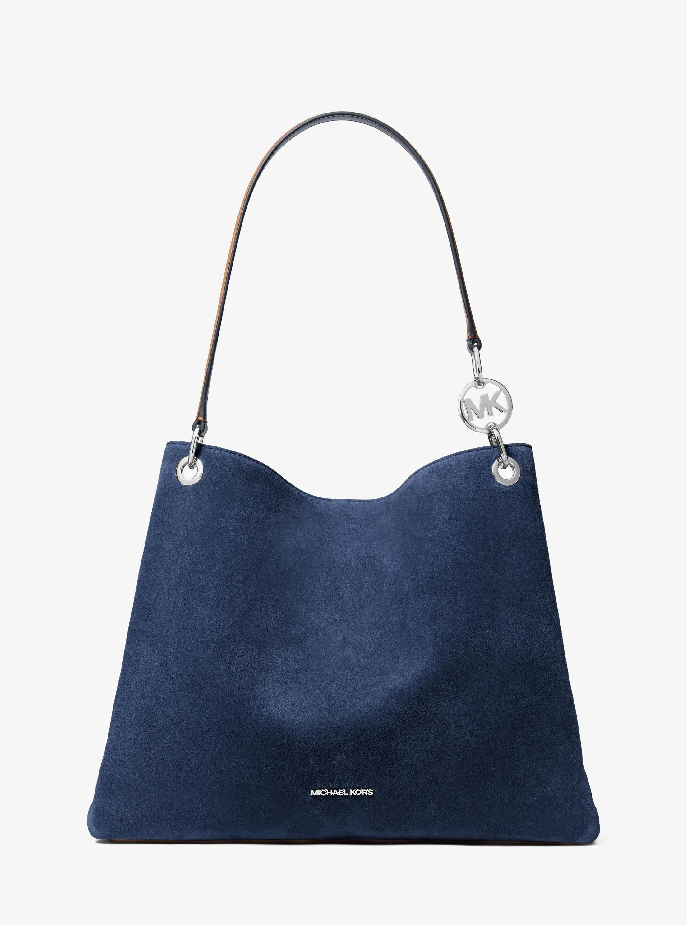 Christina Large Suede Shoulder Bag in NAVY | Michael Kors