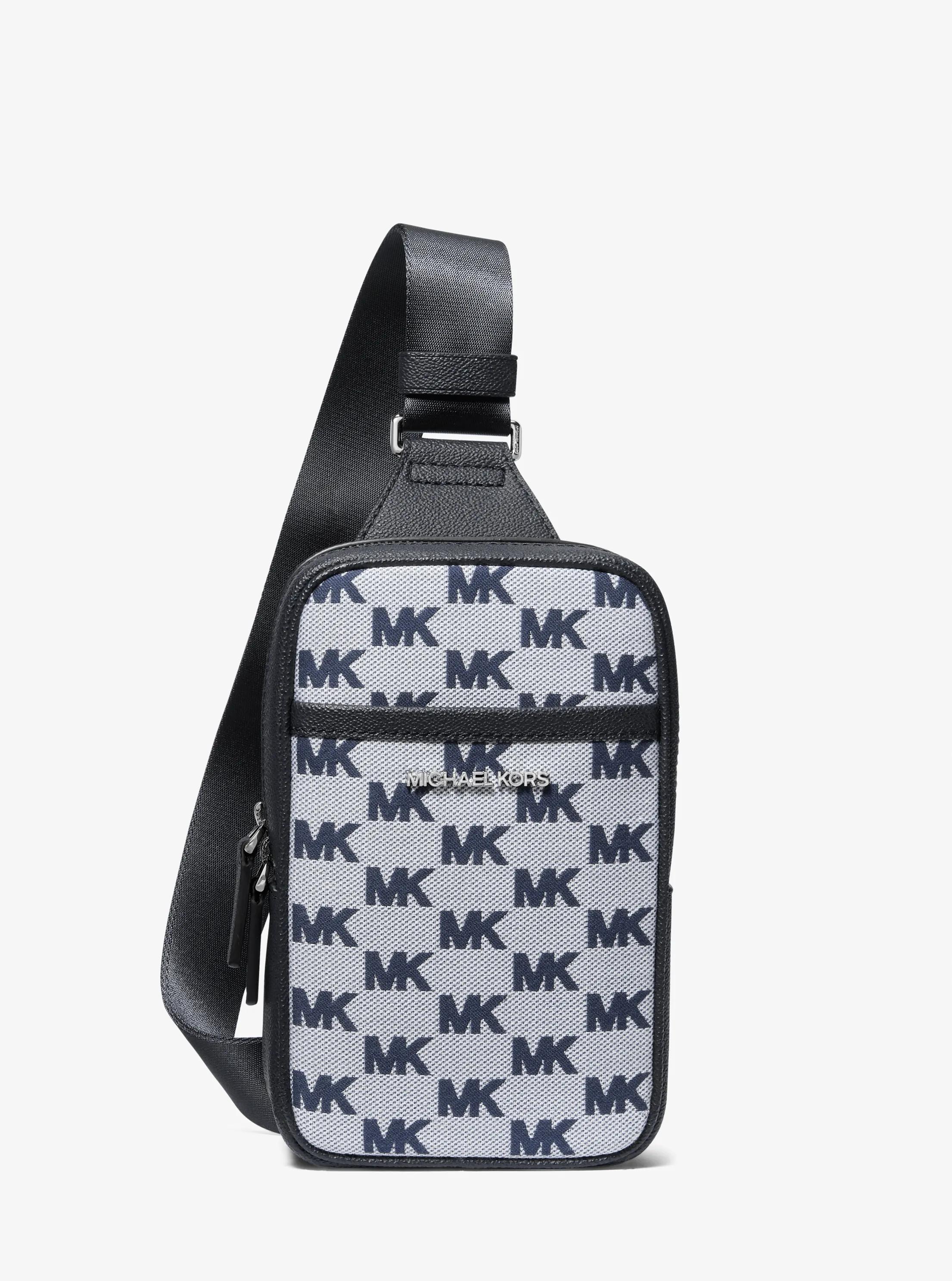 Cooper Logo Jacquard Sling Pack in NAVY | Michael Kors