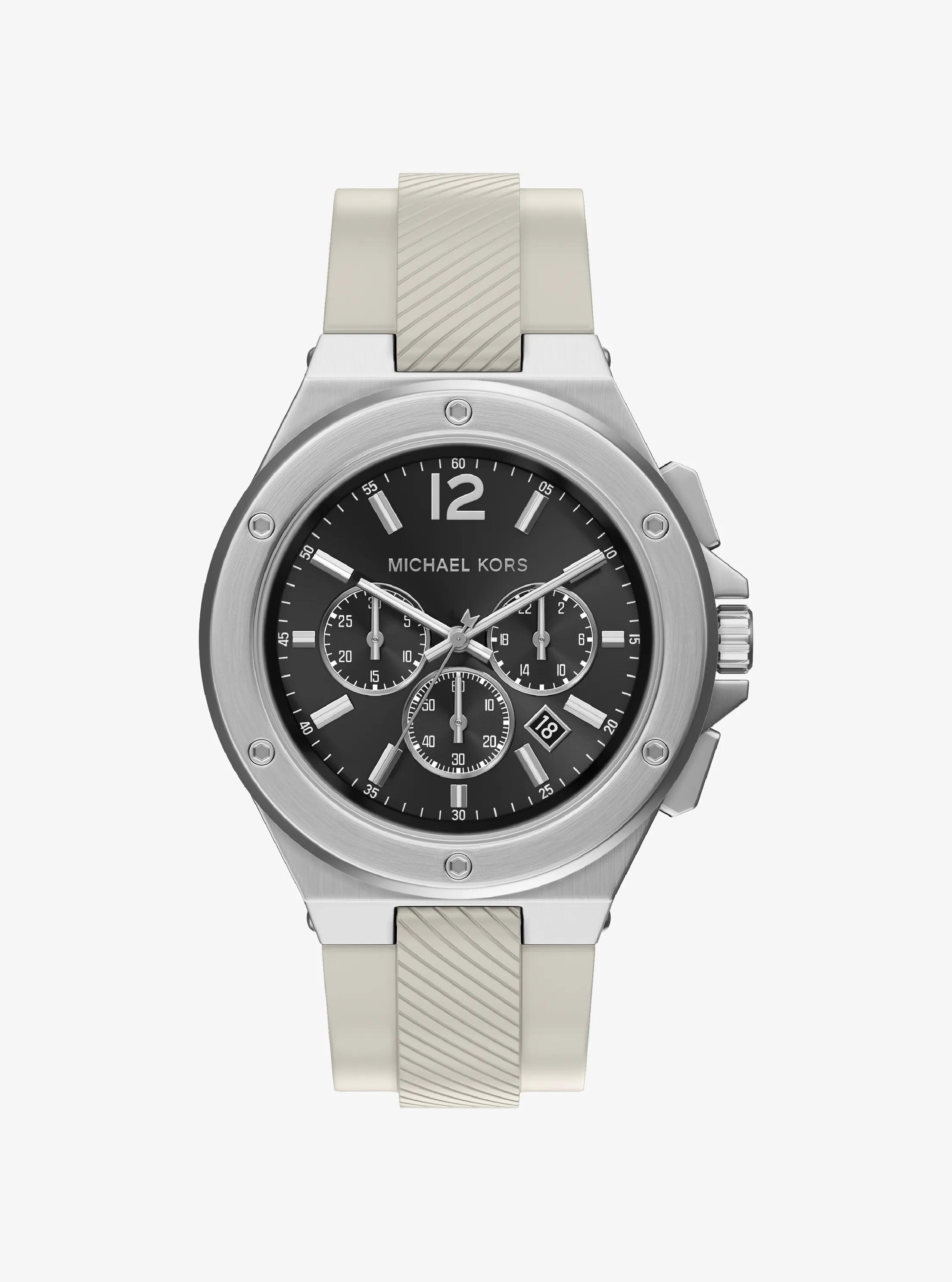 Reloj Lennox oversize en tono plata y silicona in PLATEADO | Michael Kors