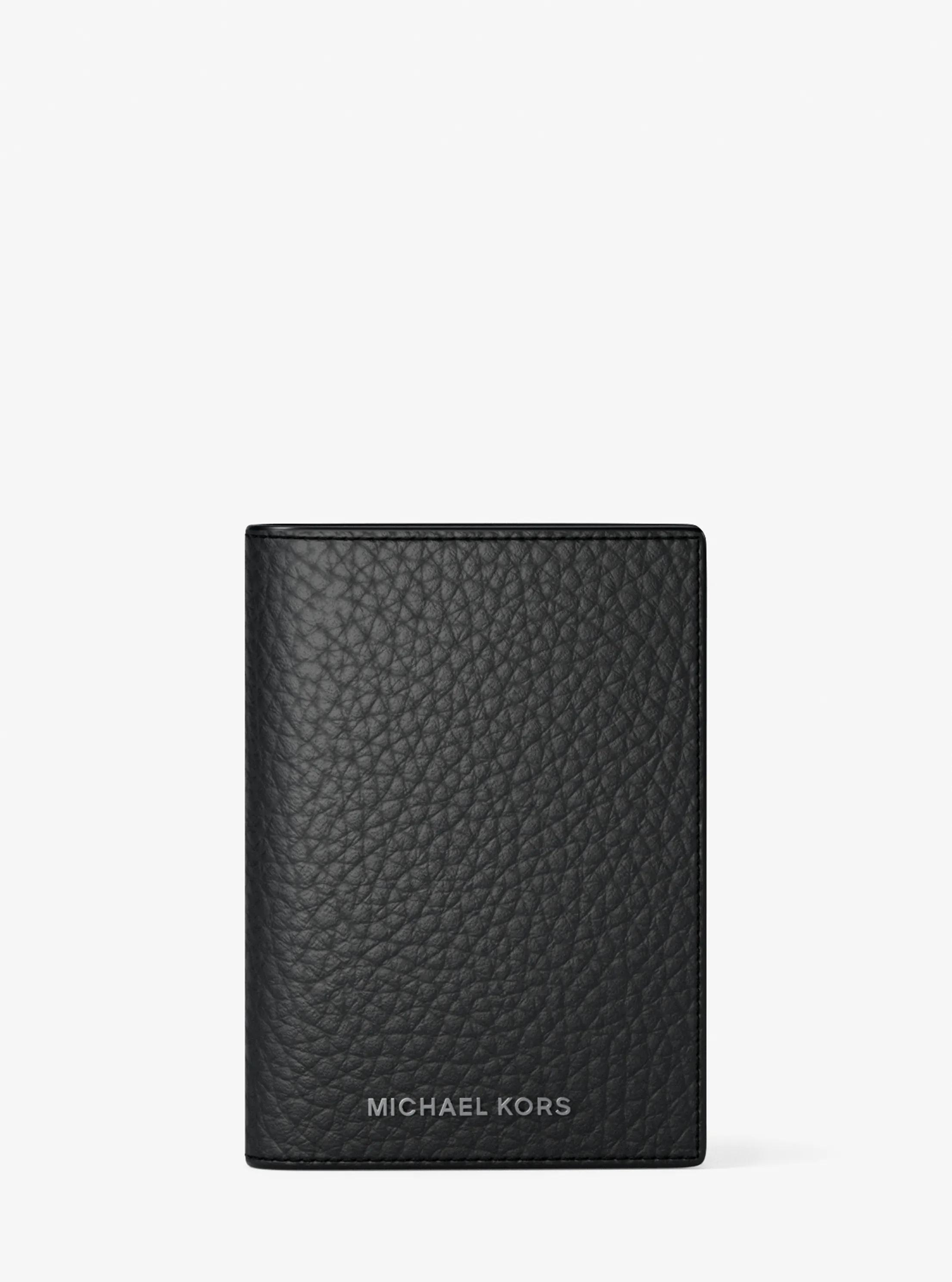 MK Porte-cartes Folio Hudson en cuir grainé - Noir - Michael Kors
