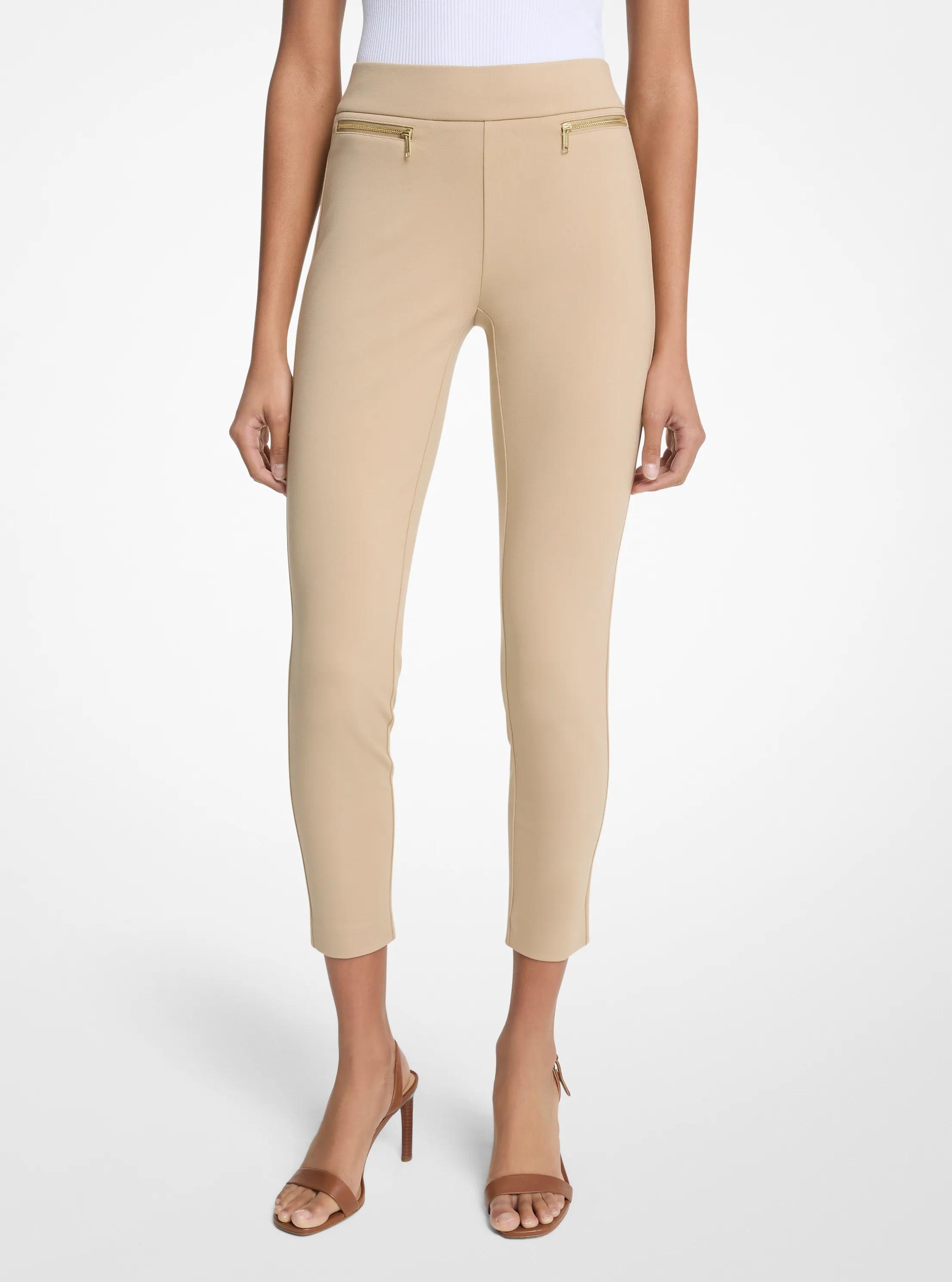 Viscose Blend Zip Pants in KHAKI | Michael Kors