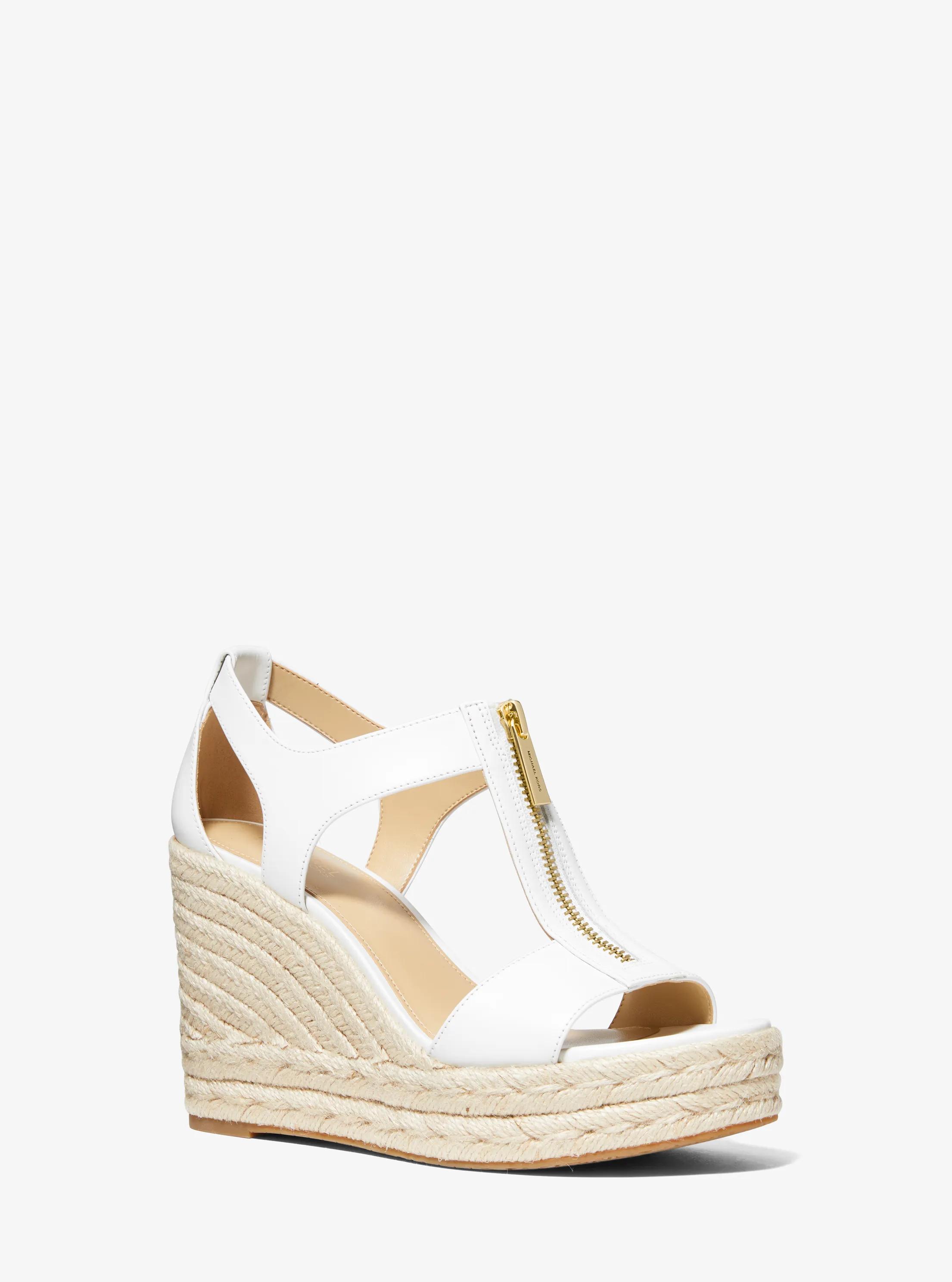 Berkley Leather Wedge Sandal in OPTIC WHITE | Michael Kors